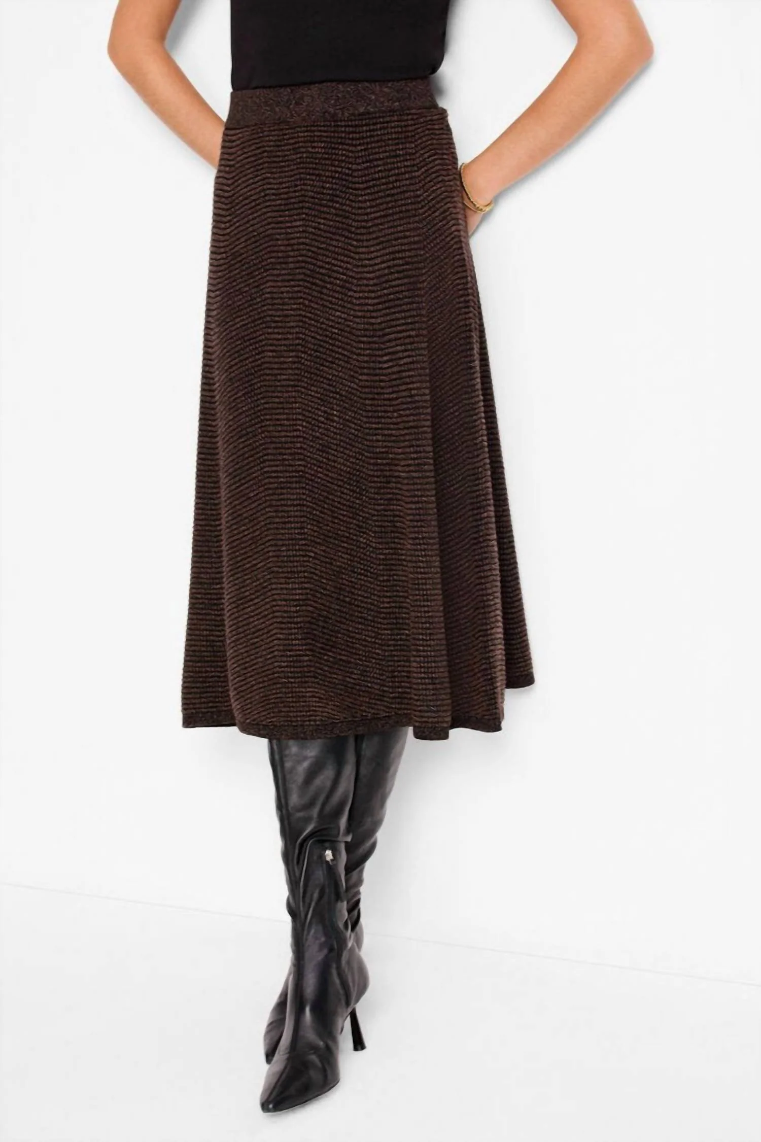 Pixel Knit Skirt In Brown Multi