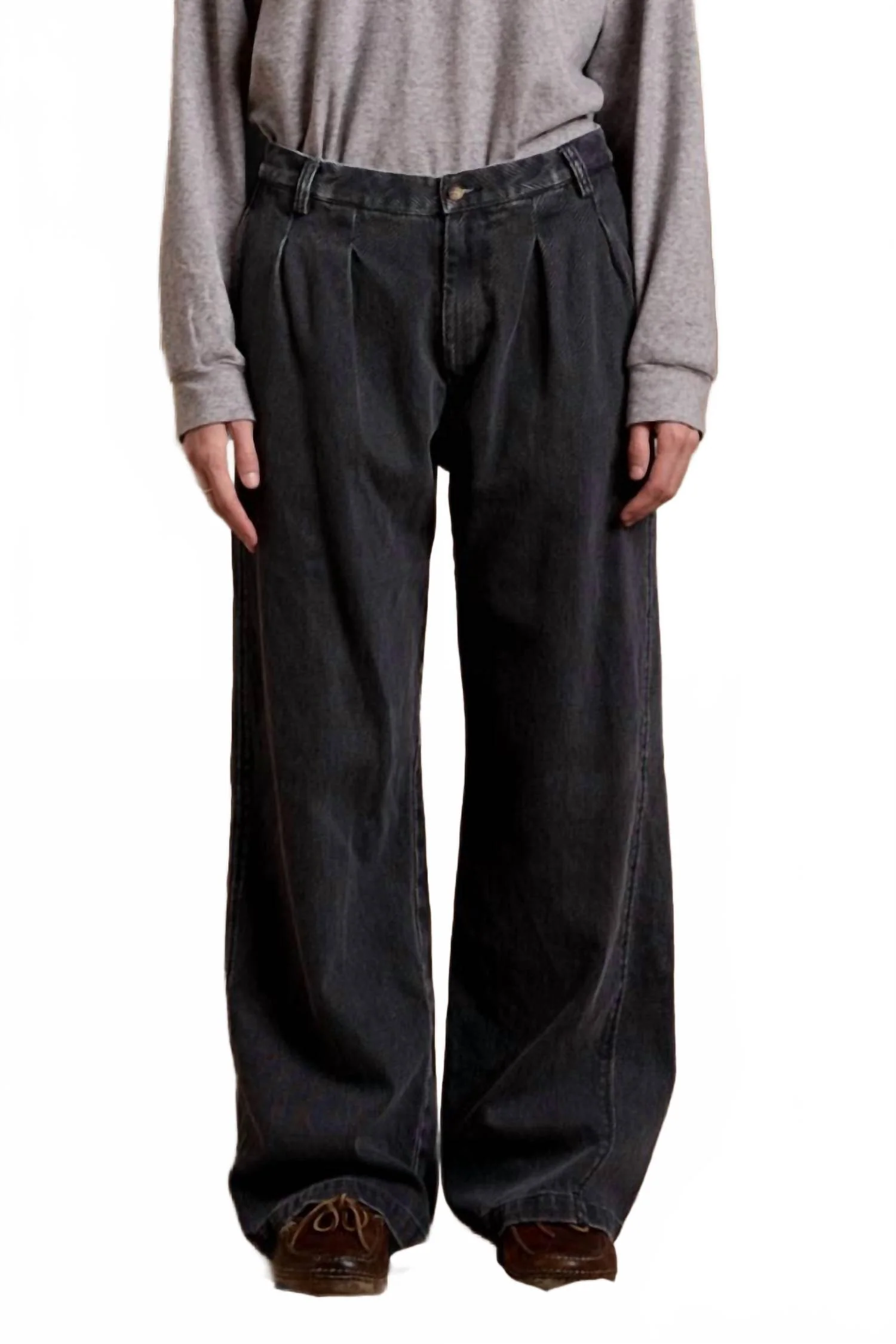 Women's Double Pleat Wide Leg Chino In Indigo