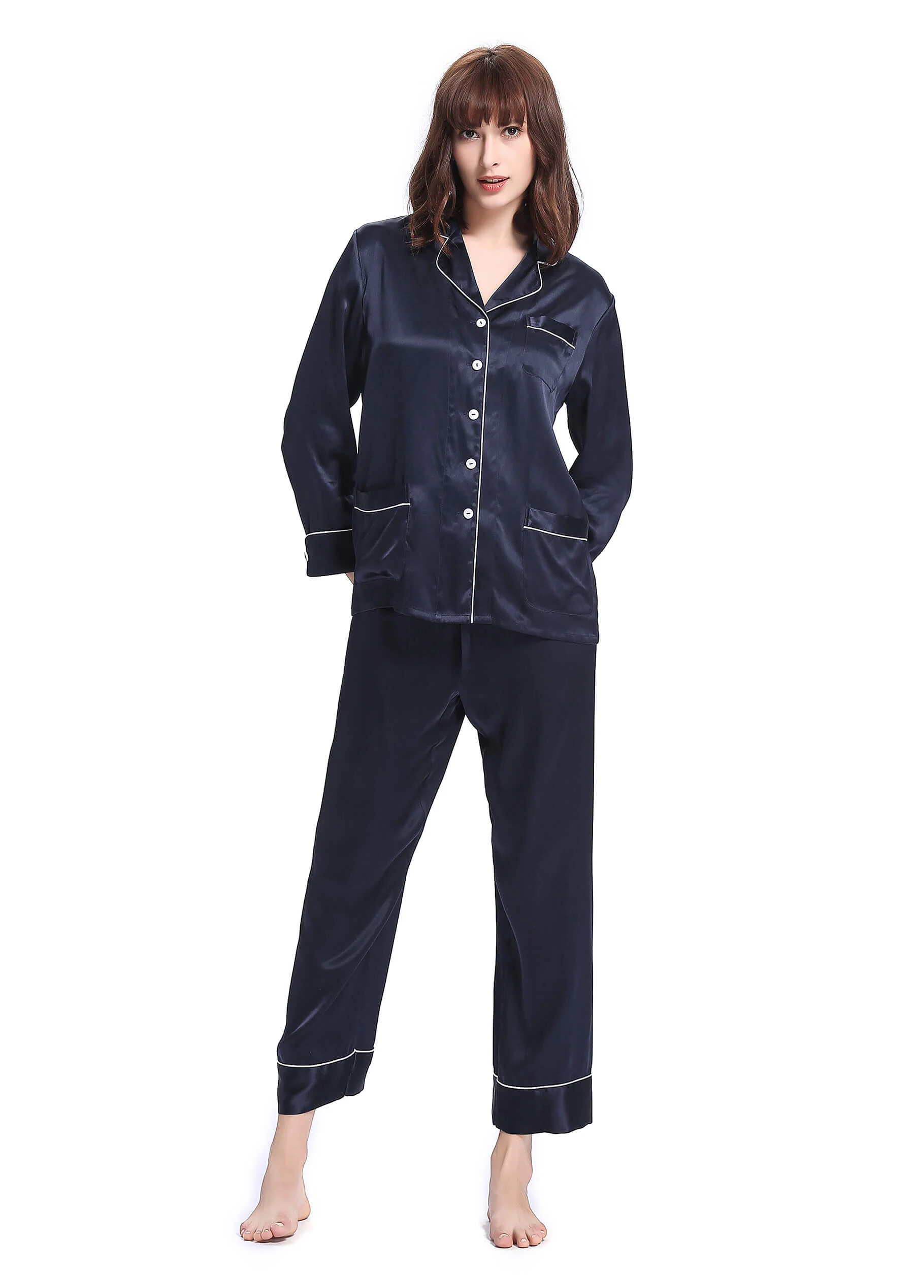 Women's 22 Momme Chic Trimmed Silk Pajamas Set