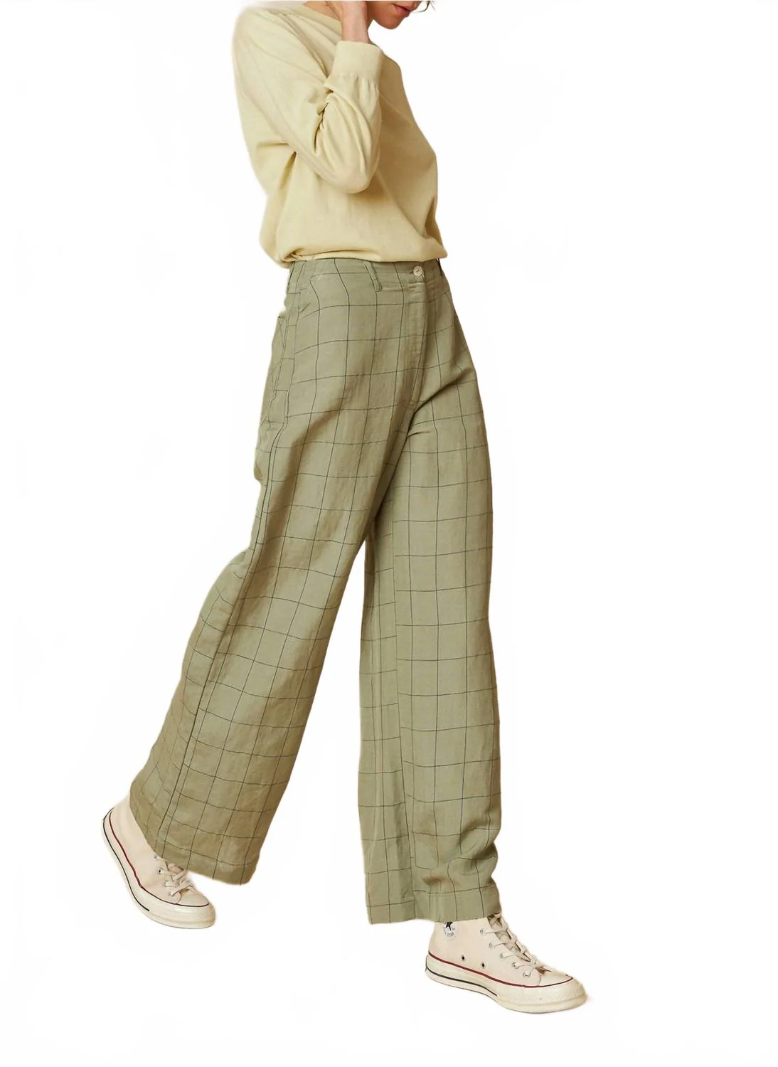 Window Pane Check Pants In Liquen
