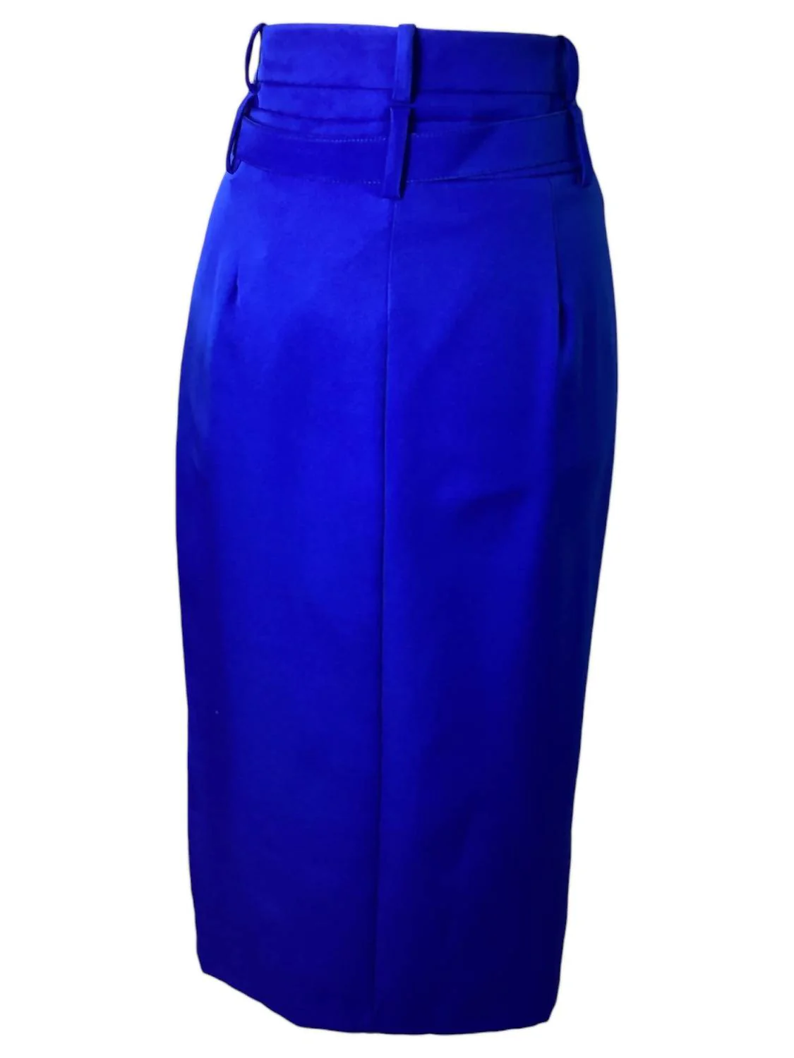 Women's High Rise Side Slit Belted Skirt In Royal Blue