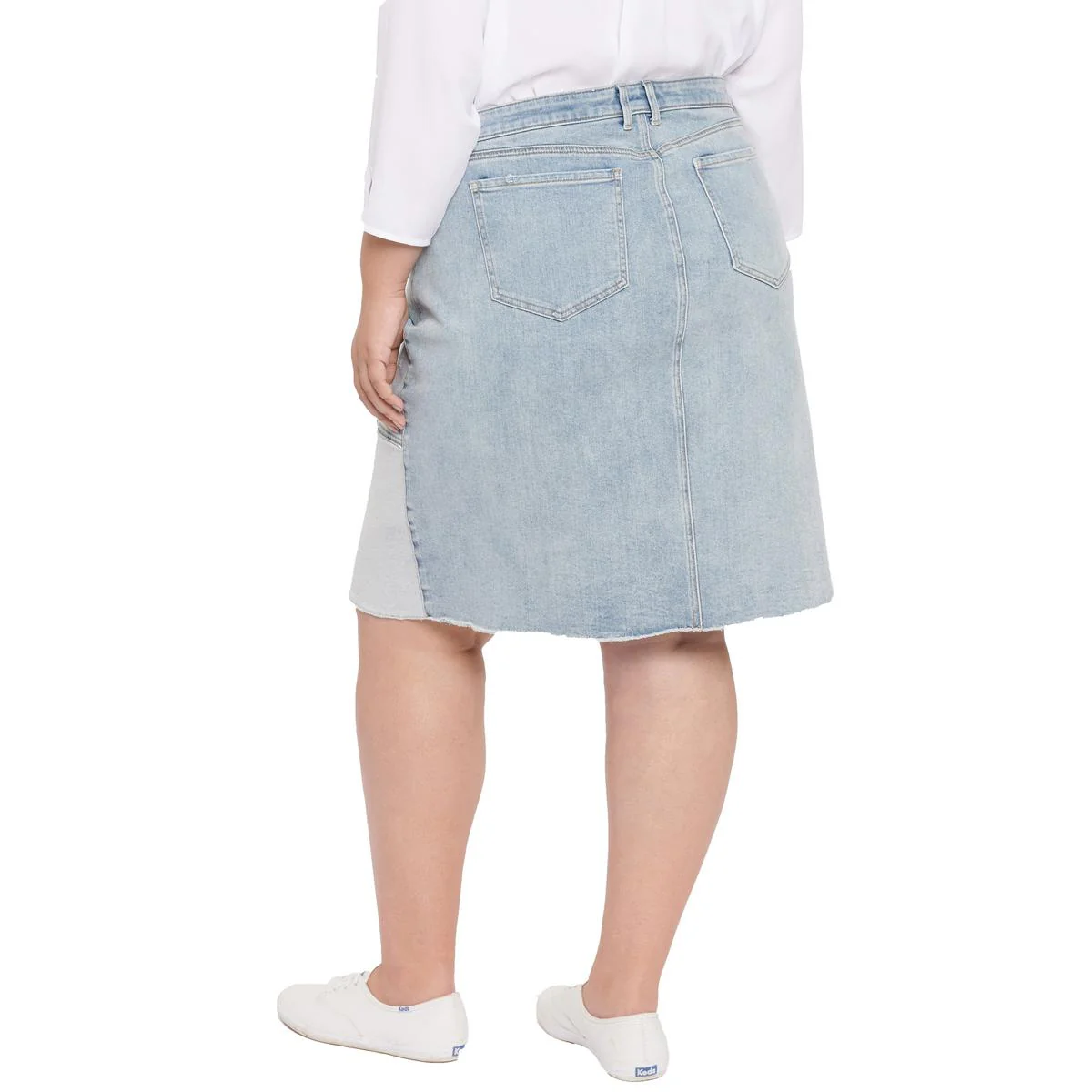 Plus Womens Patchwork Denim Denim Skirt
