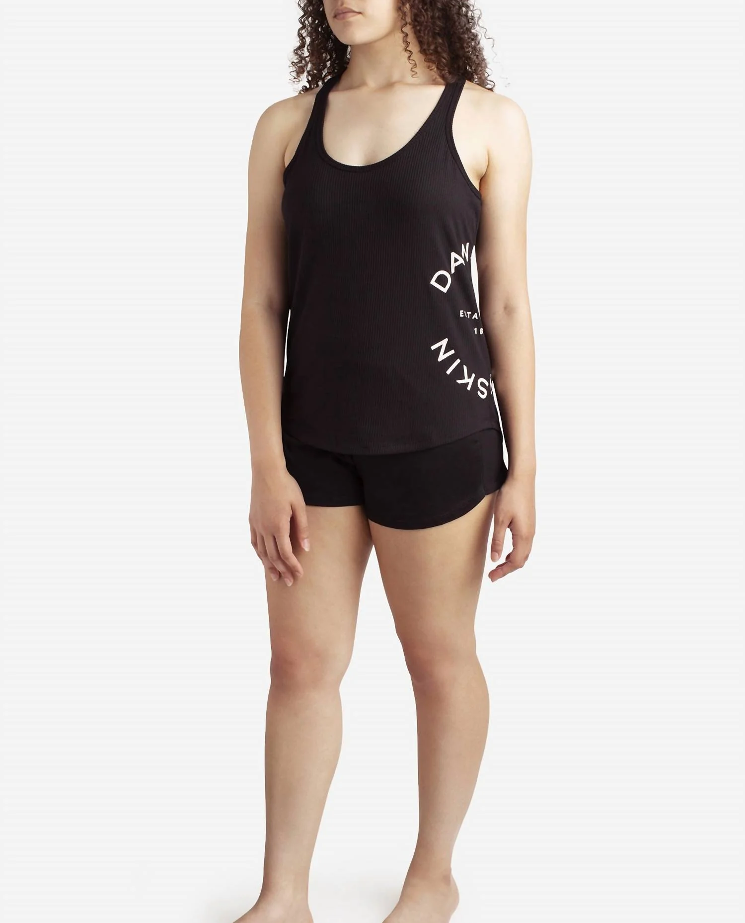 Racerback Tank Sleep Set With Shorts In Black
