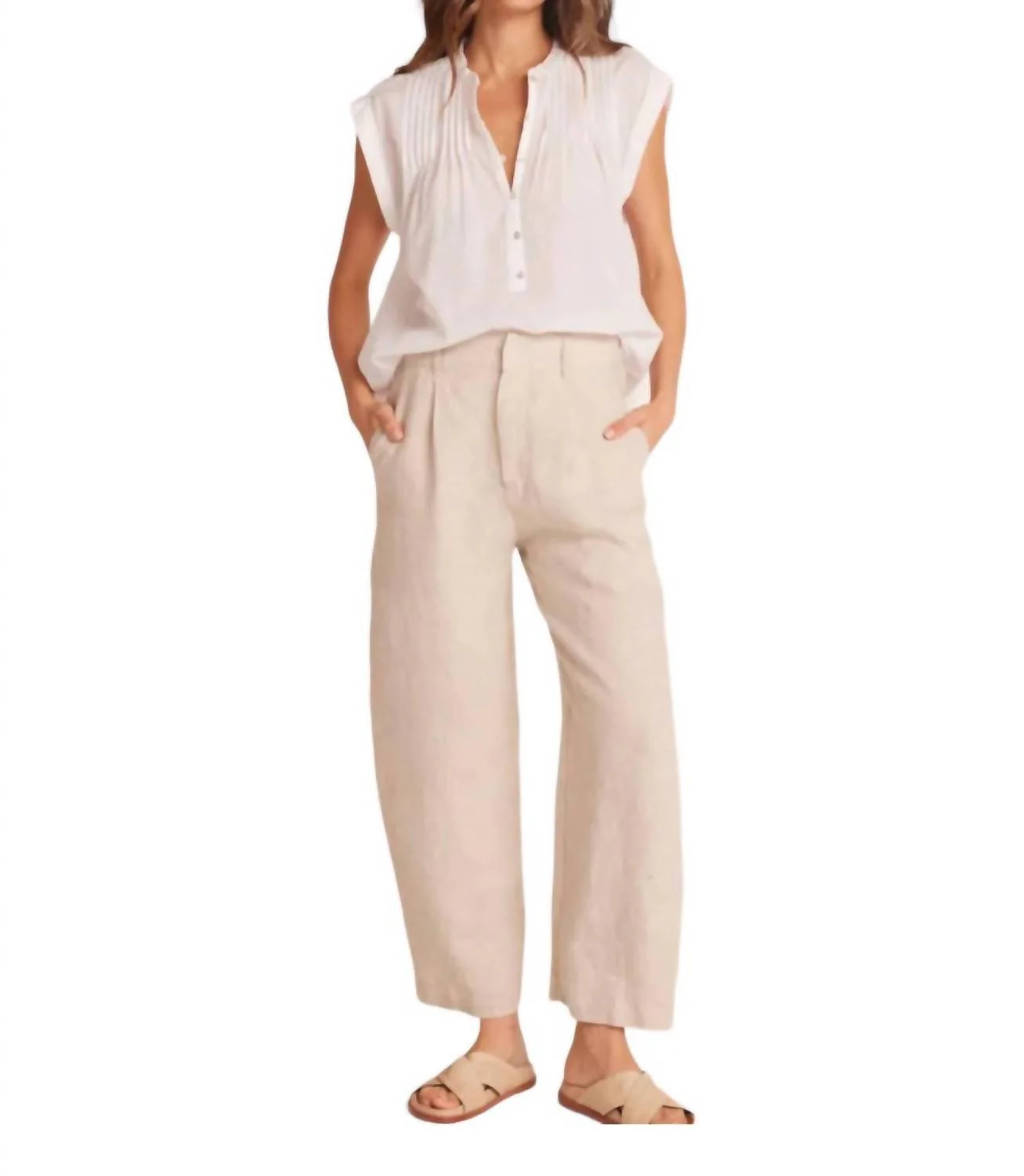 Relaxed Pleat Front Trouser In Sand