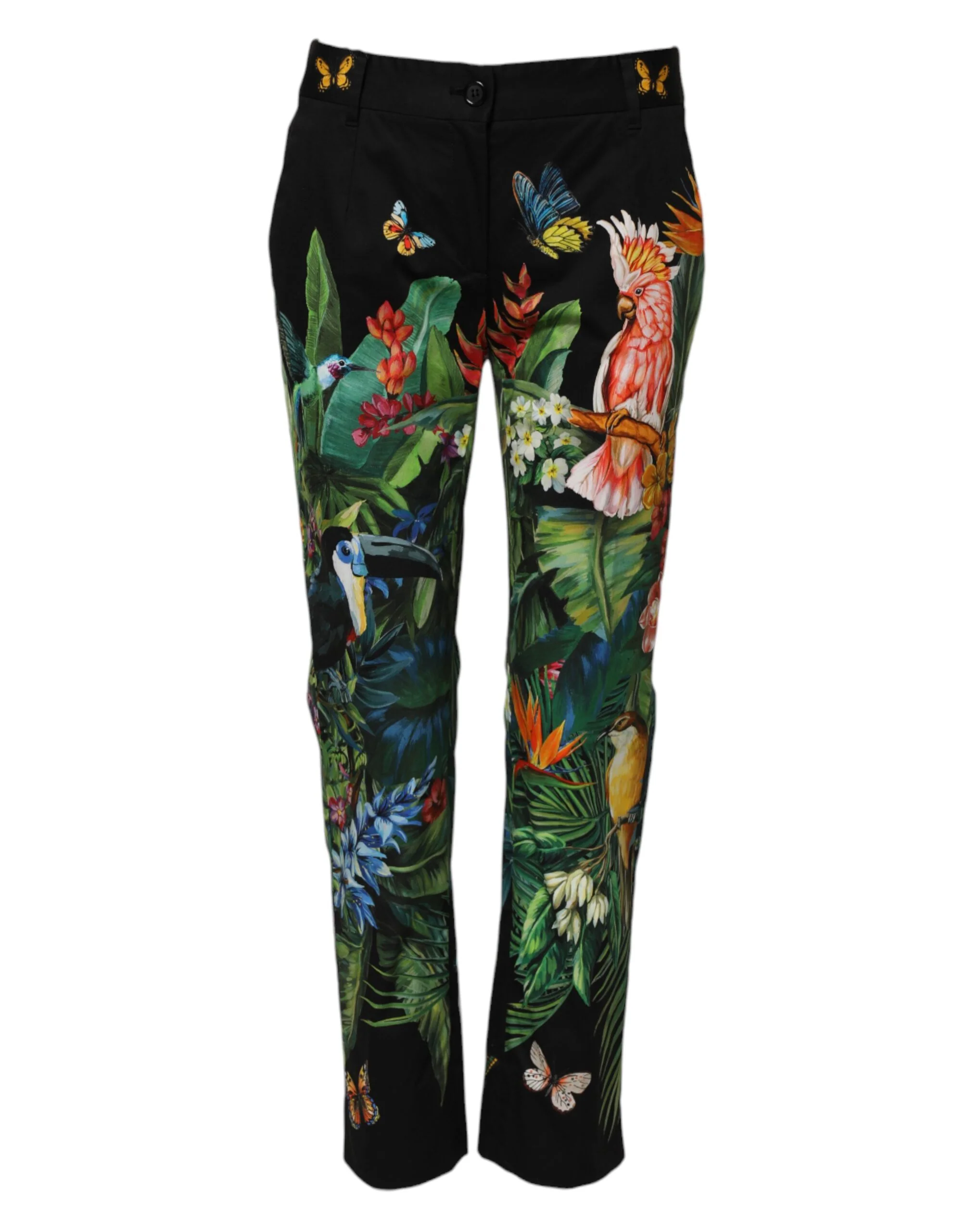 Dolce & Gabbana Cotton Tropical Mid Waist Women's Pants (Pre-Owned)