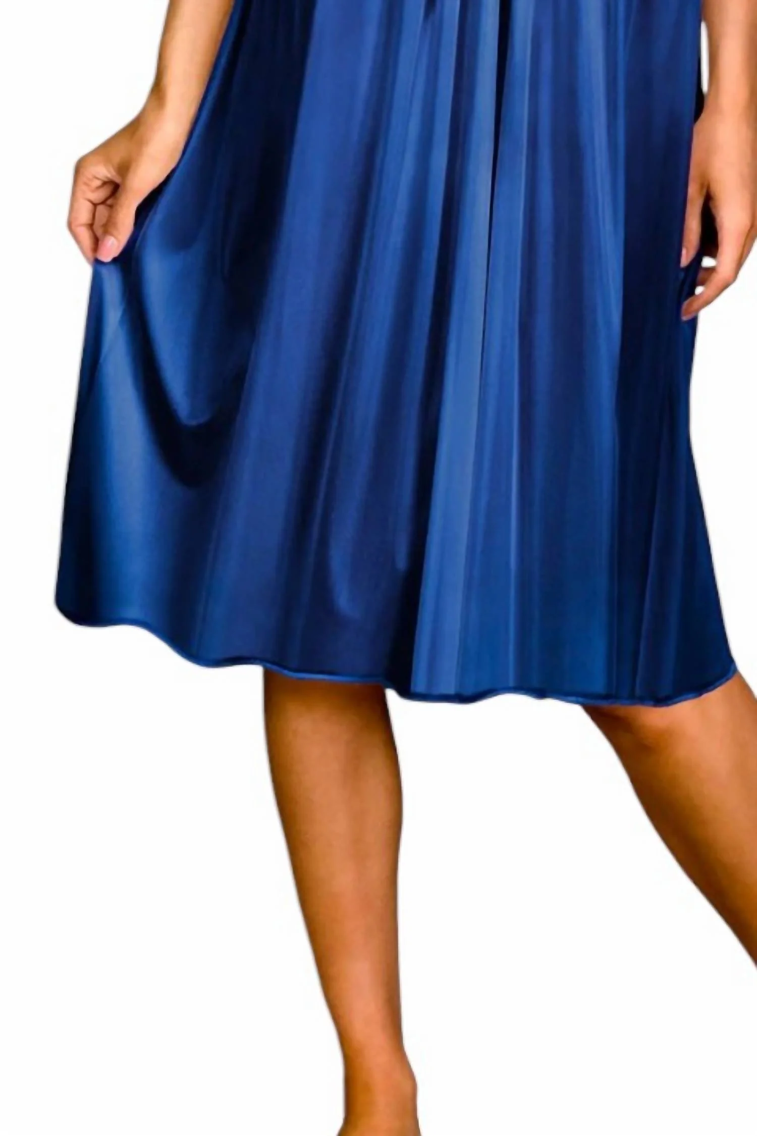 Short Lace Cap Sleeve Nightgown In Navy