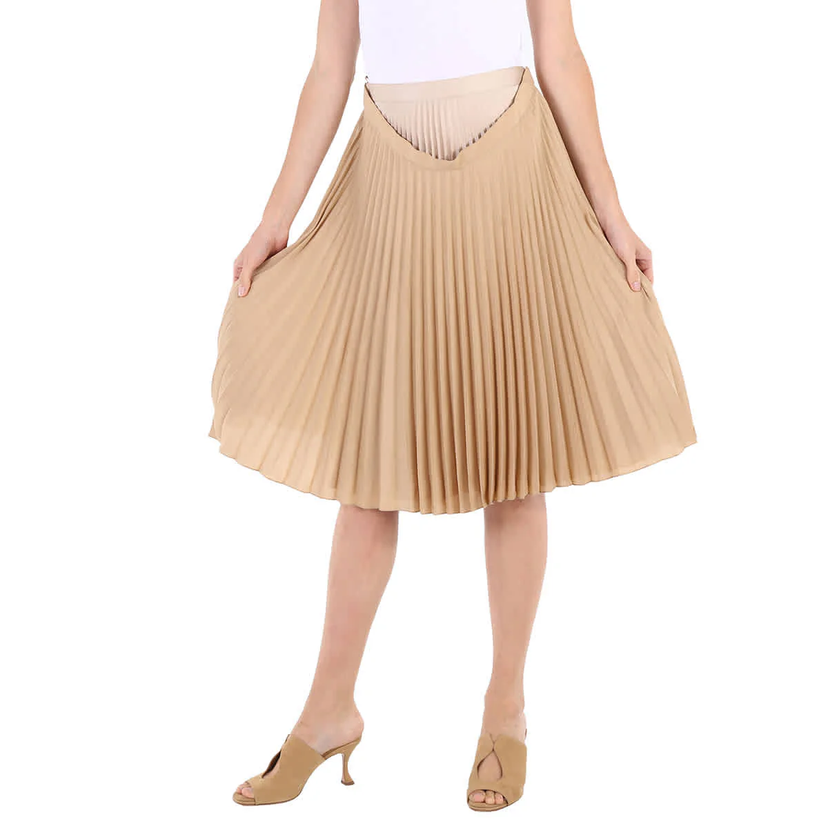 Burberry Ladies Sandbank Layered Pleated Skirt