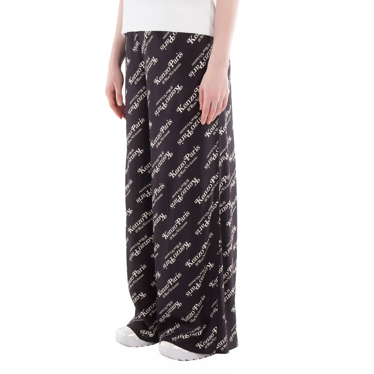 Kenzo High-Waisted Logo Print Pants, Brand Size 40 (US Size 8)