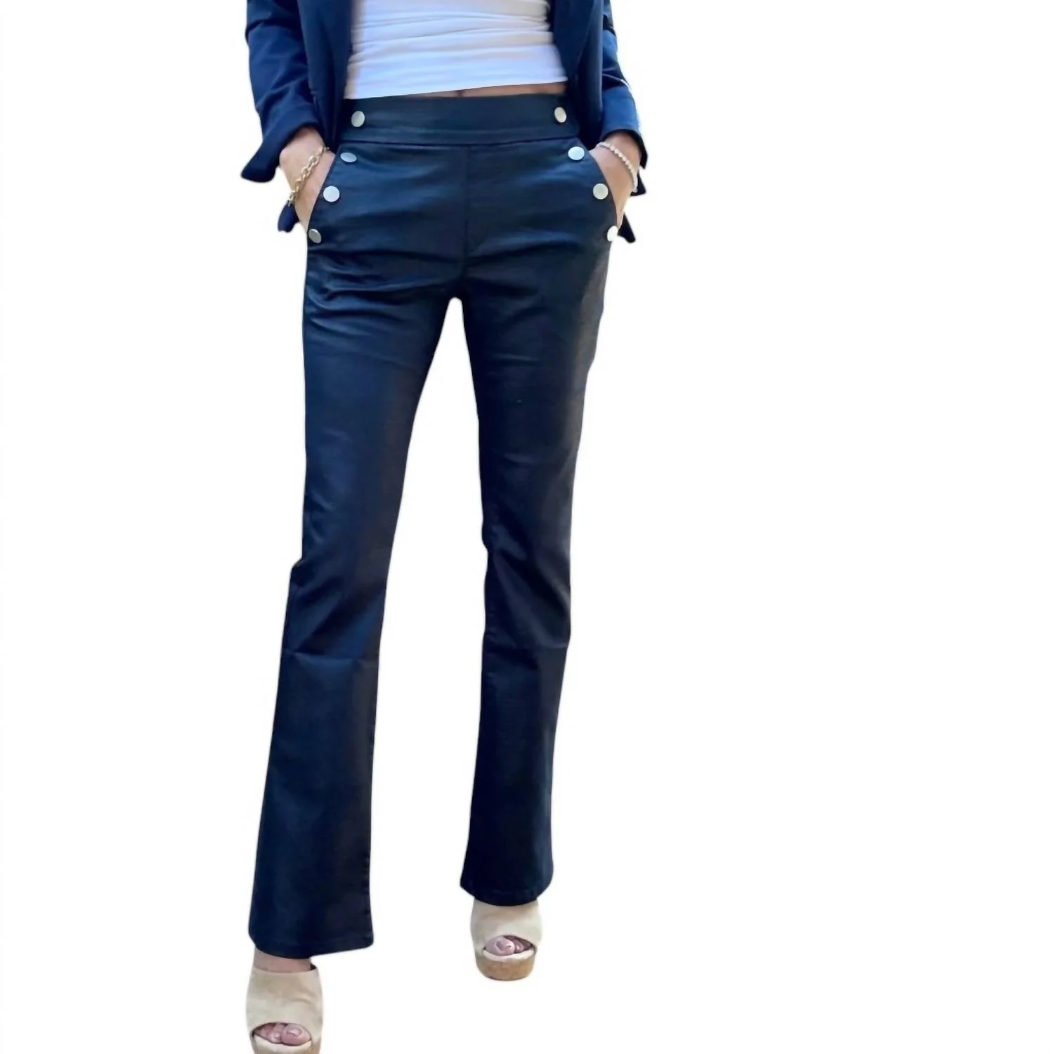 Ellen Mid Rise Pants In Navy