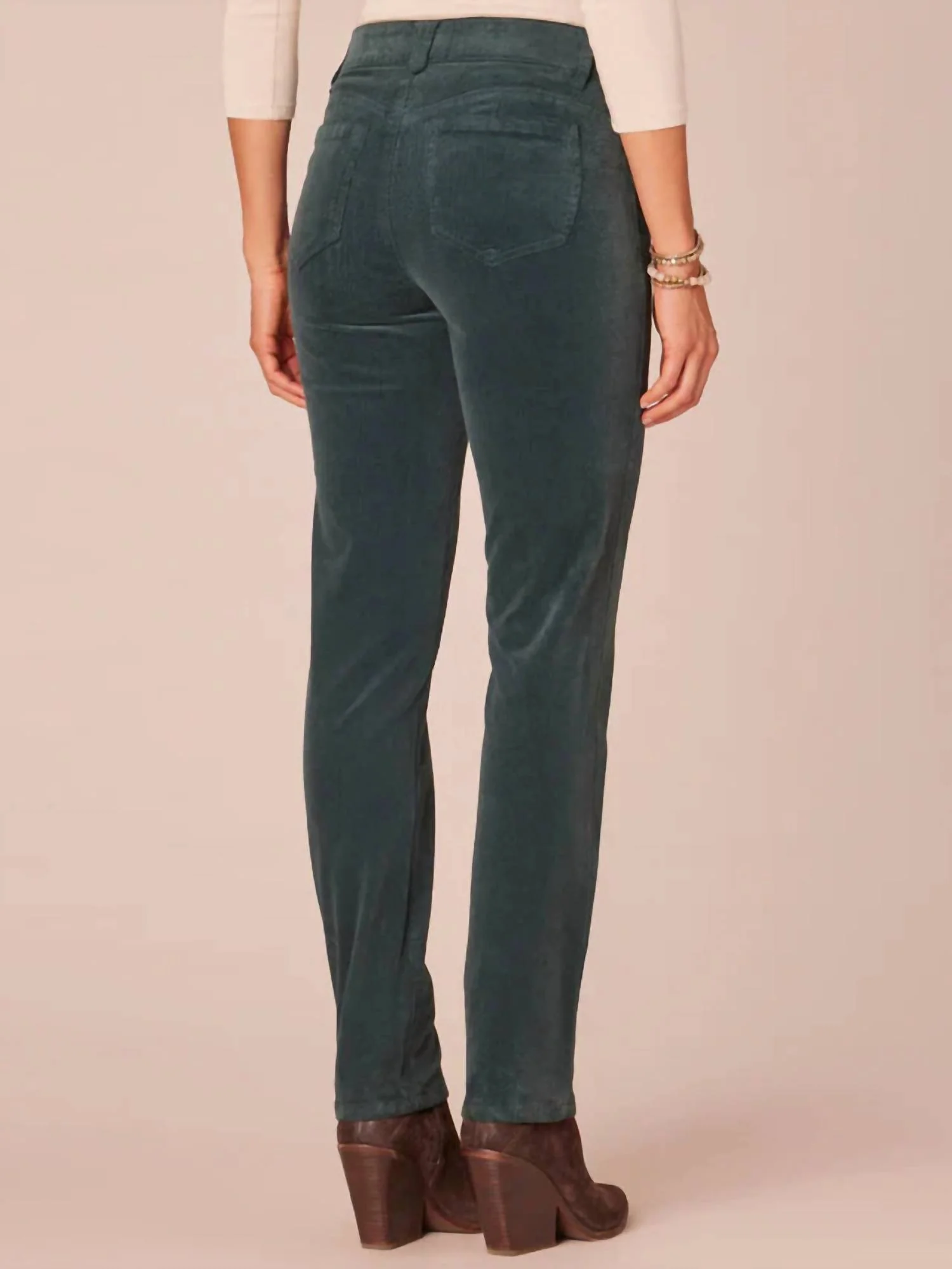 Corduroy Straight Leg Pants In Deep Pine