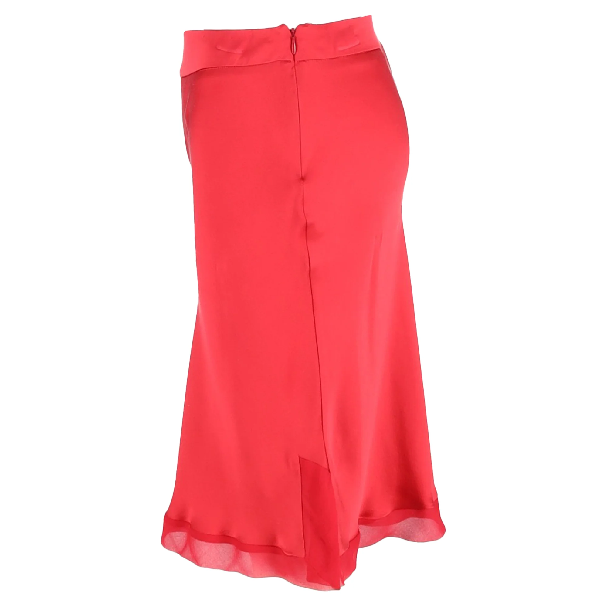 Alberta Ferretti Knee Length Skirt in Red Silk