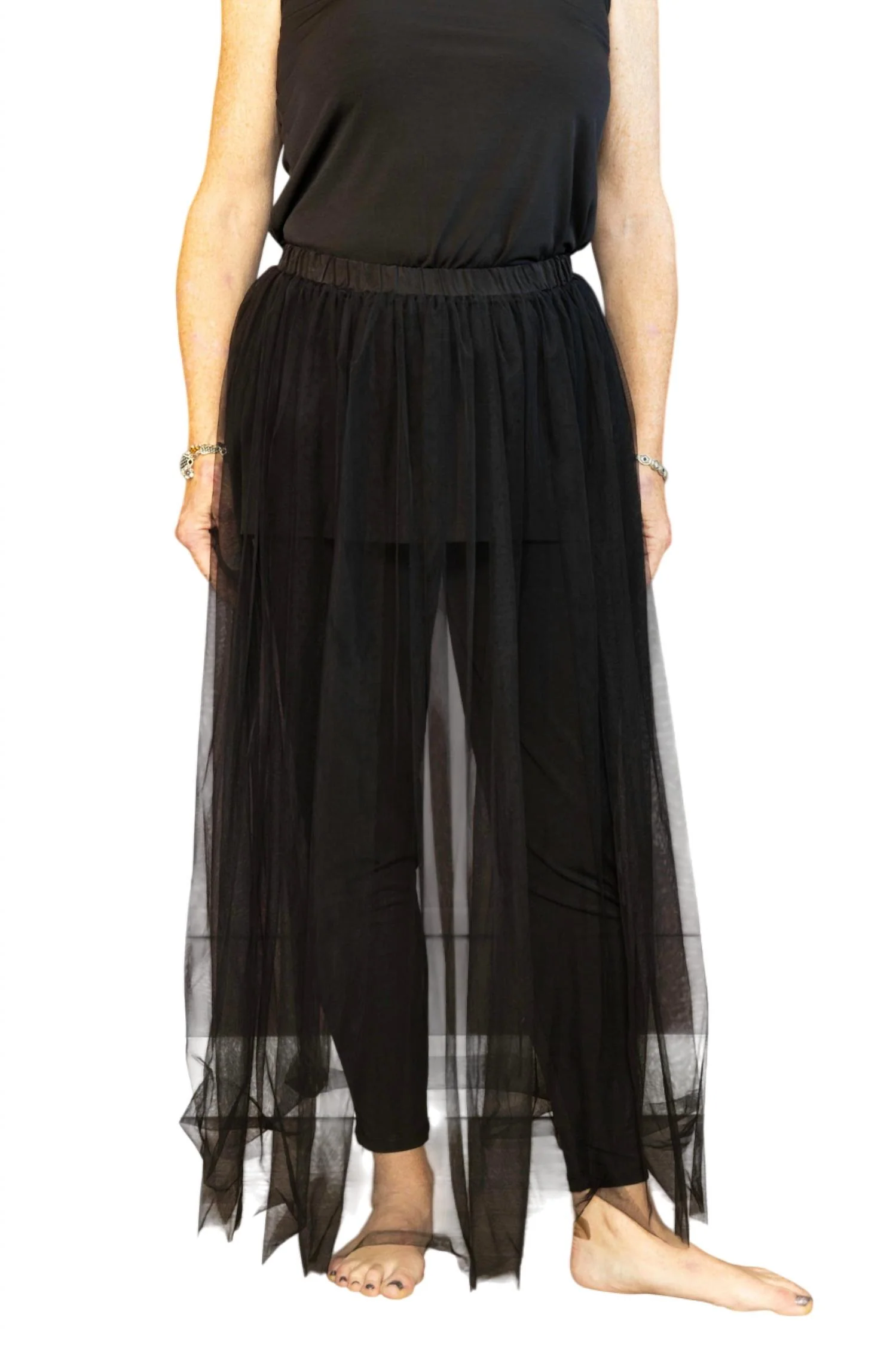 Tulle Overlay Skirt In Black