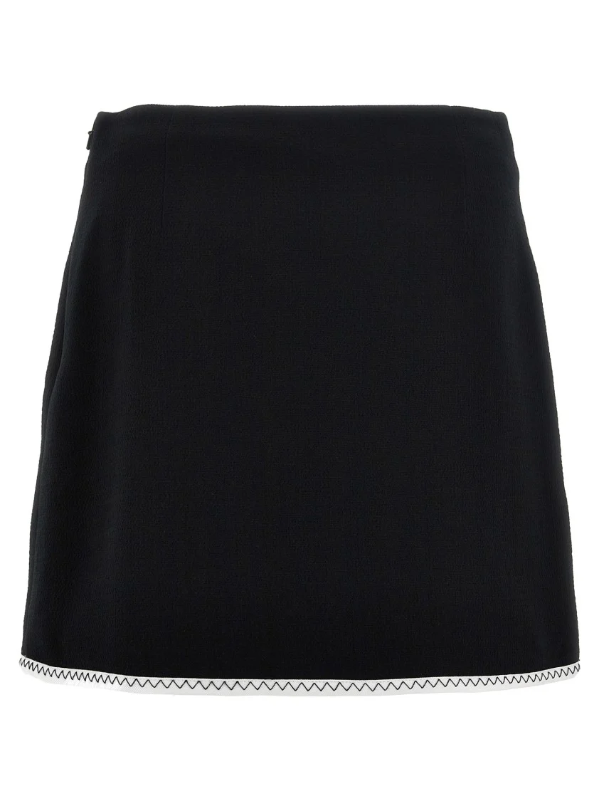 Heart-Button Crepe Skirt With Grosgrain Detail