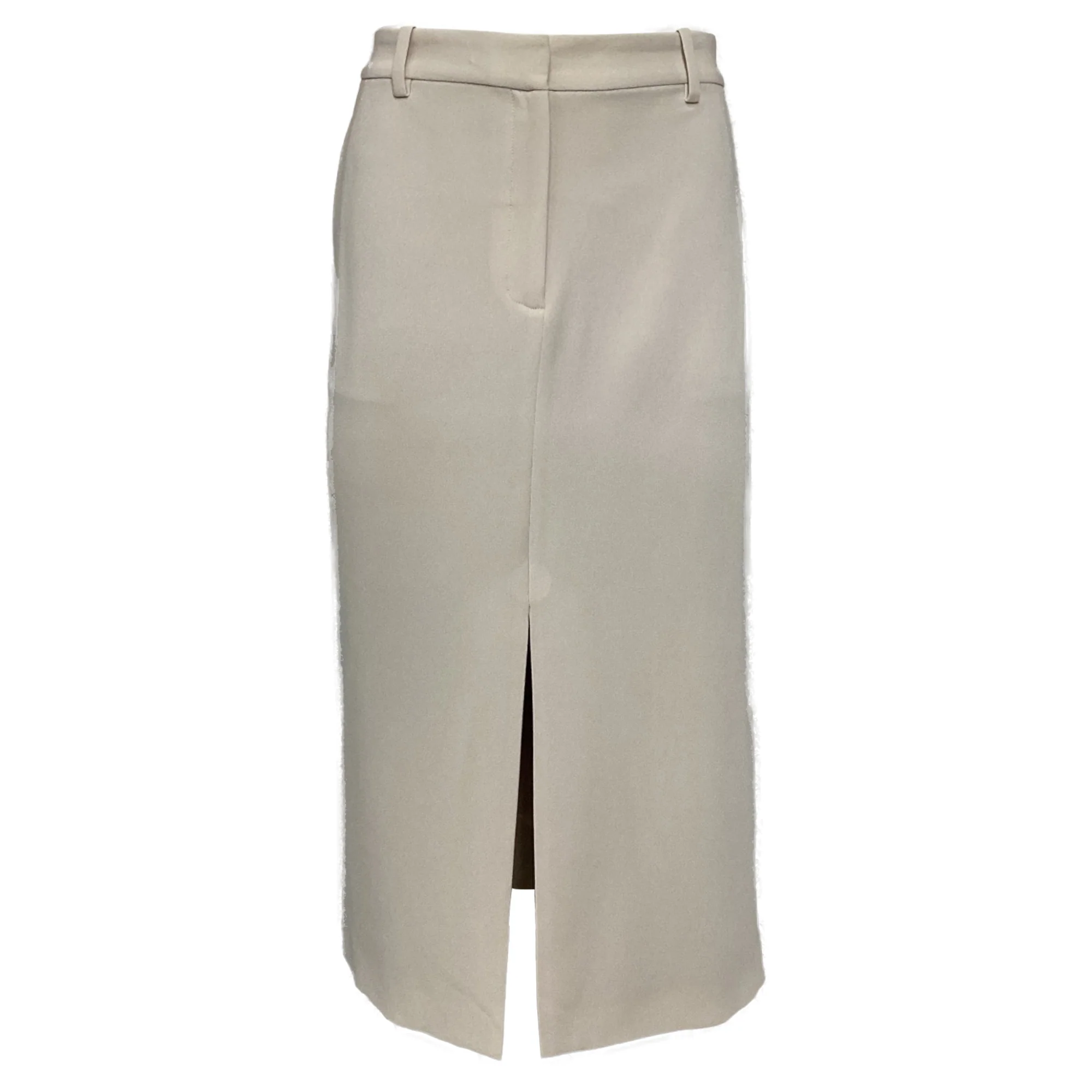 Theory Front Slit Midi Skirt in Cream Triacetate