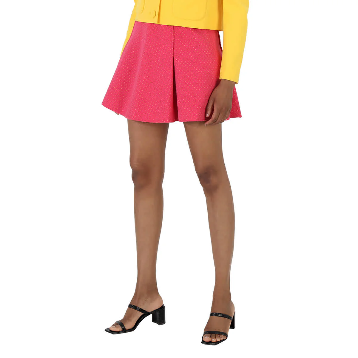 Moschino Fuschia Polka-Dot Tweed Mini Skirt