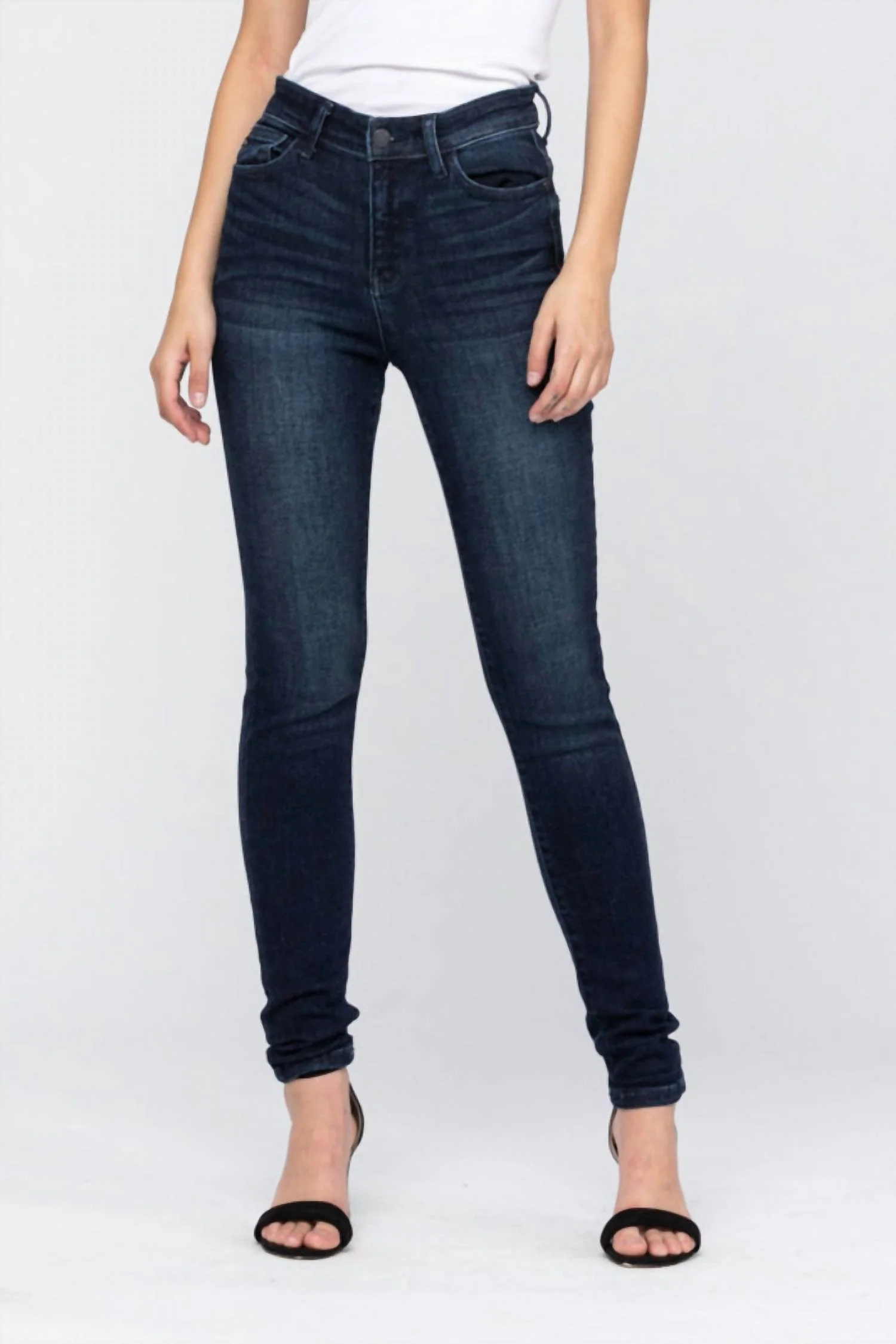 High Rise Super Dark Skinny Jeans In Dark Denim