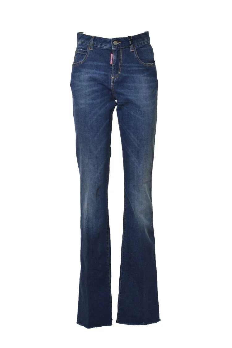 Blue Denim Medium Waist Flare Jeans