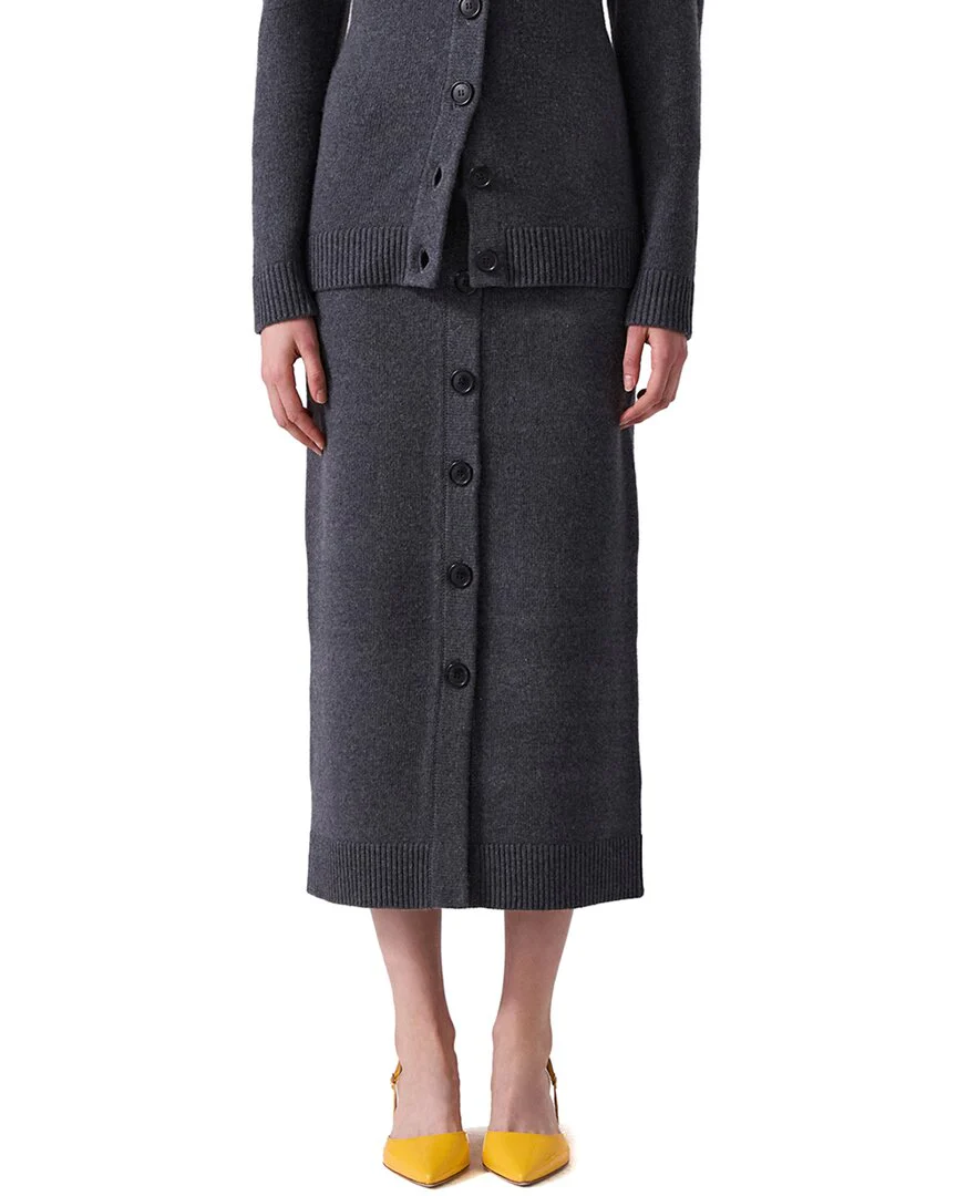 Carolina Herrera Button Front Wool & Cashmere-Blend Midi Skirt
