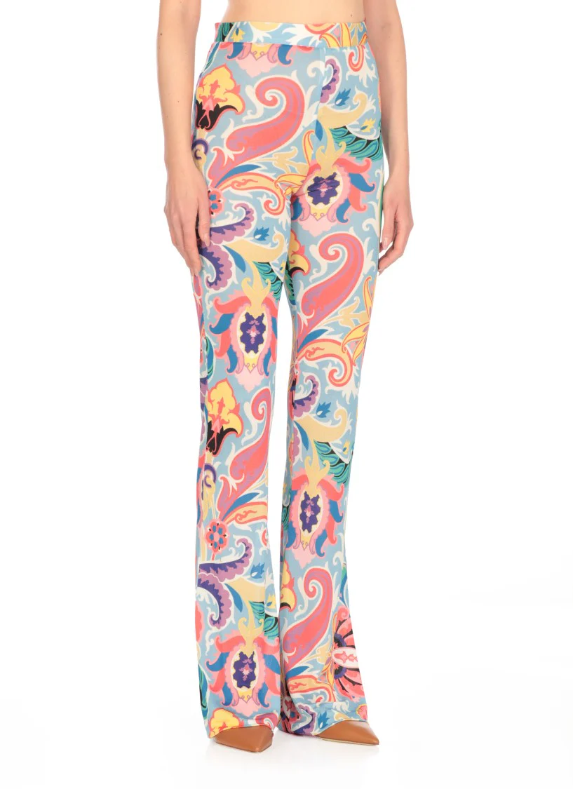 Multicolor Floral Pattern Viscose Pants