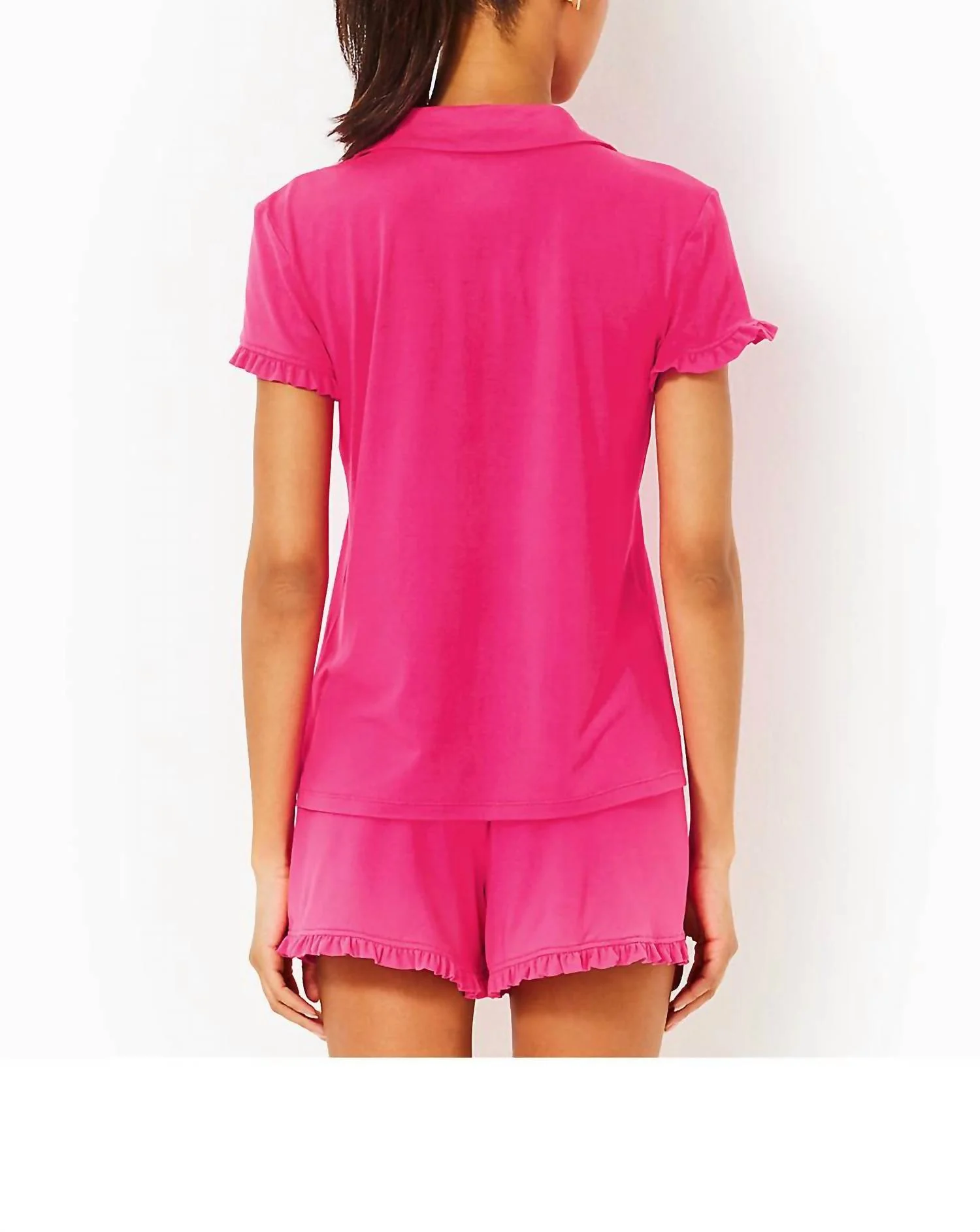 Valaine Pajama Top In Passion Fruit Pink
