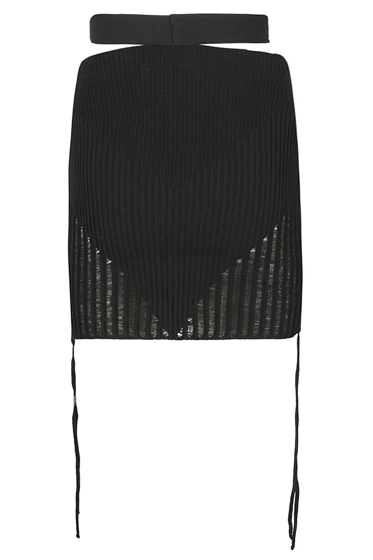 Fitted Ribbed Knit Mini Skirt