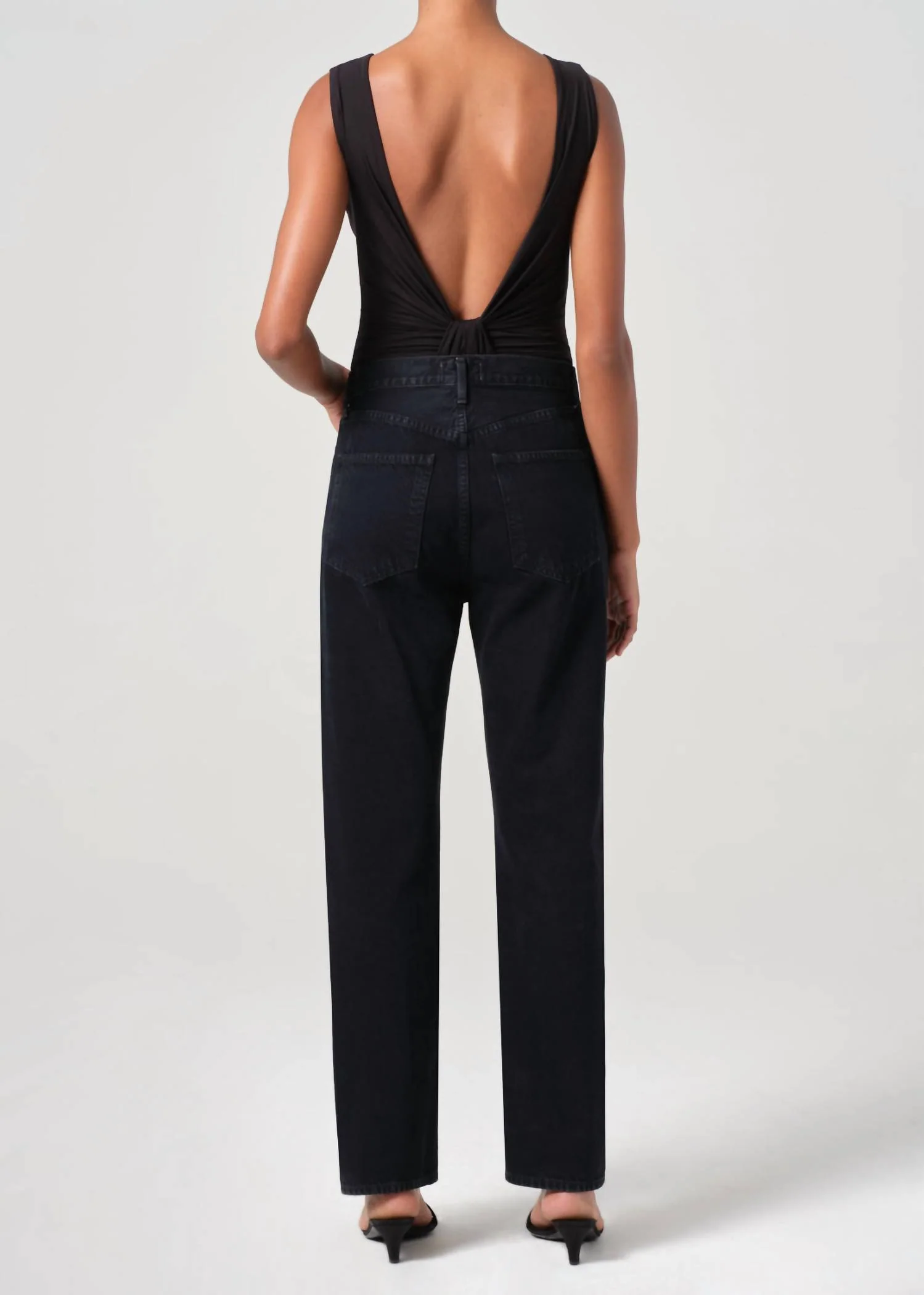 90's Pinch Waist Pant In Crushed Black