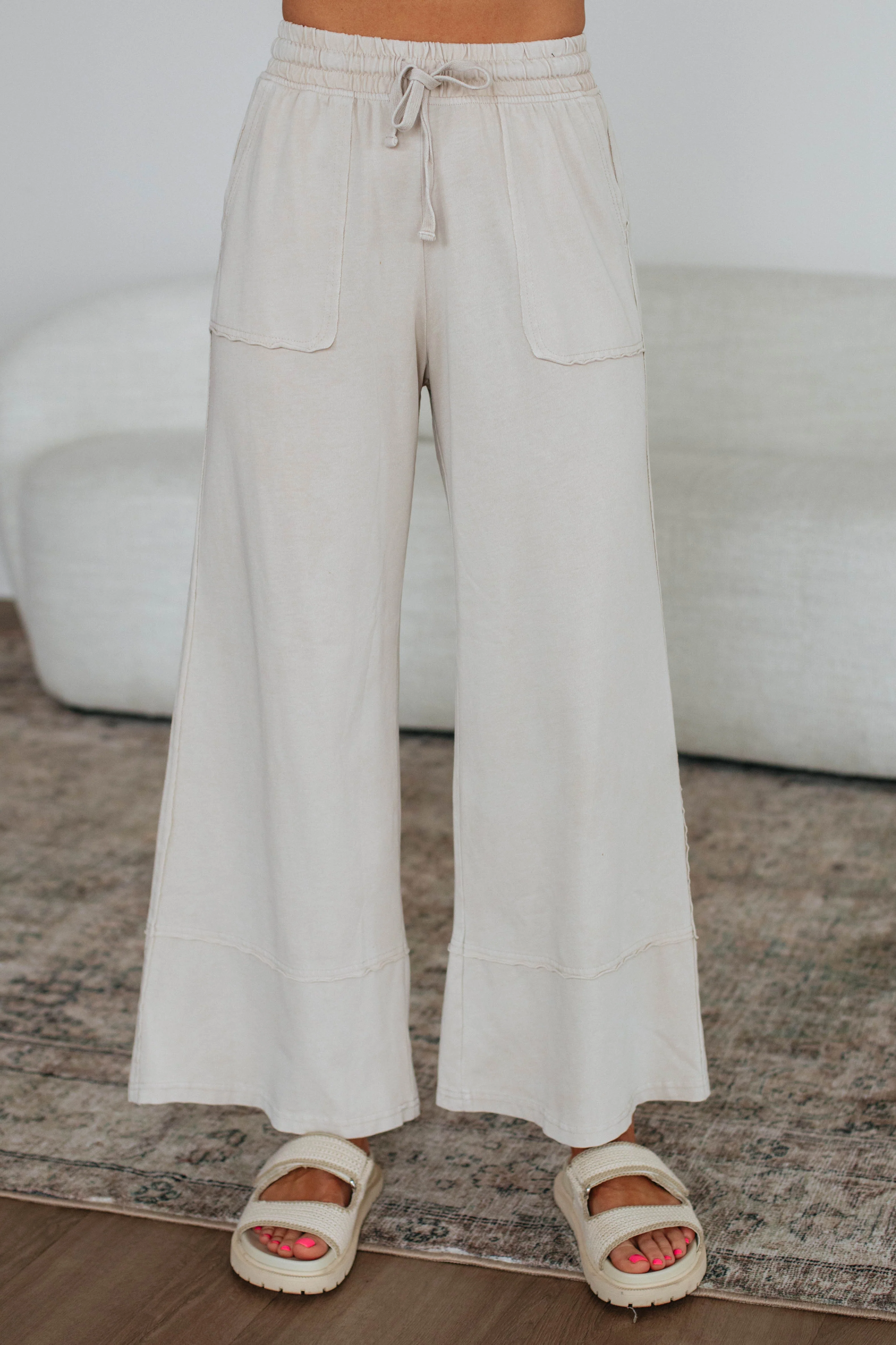 Zenia Wide Leg Pants - Natural
