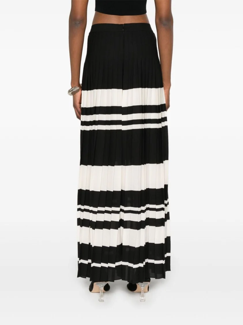 Full-Length Striped Maxi Skirt With Pleated Design