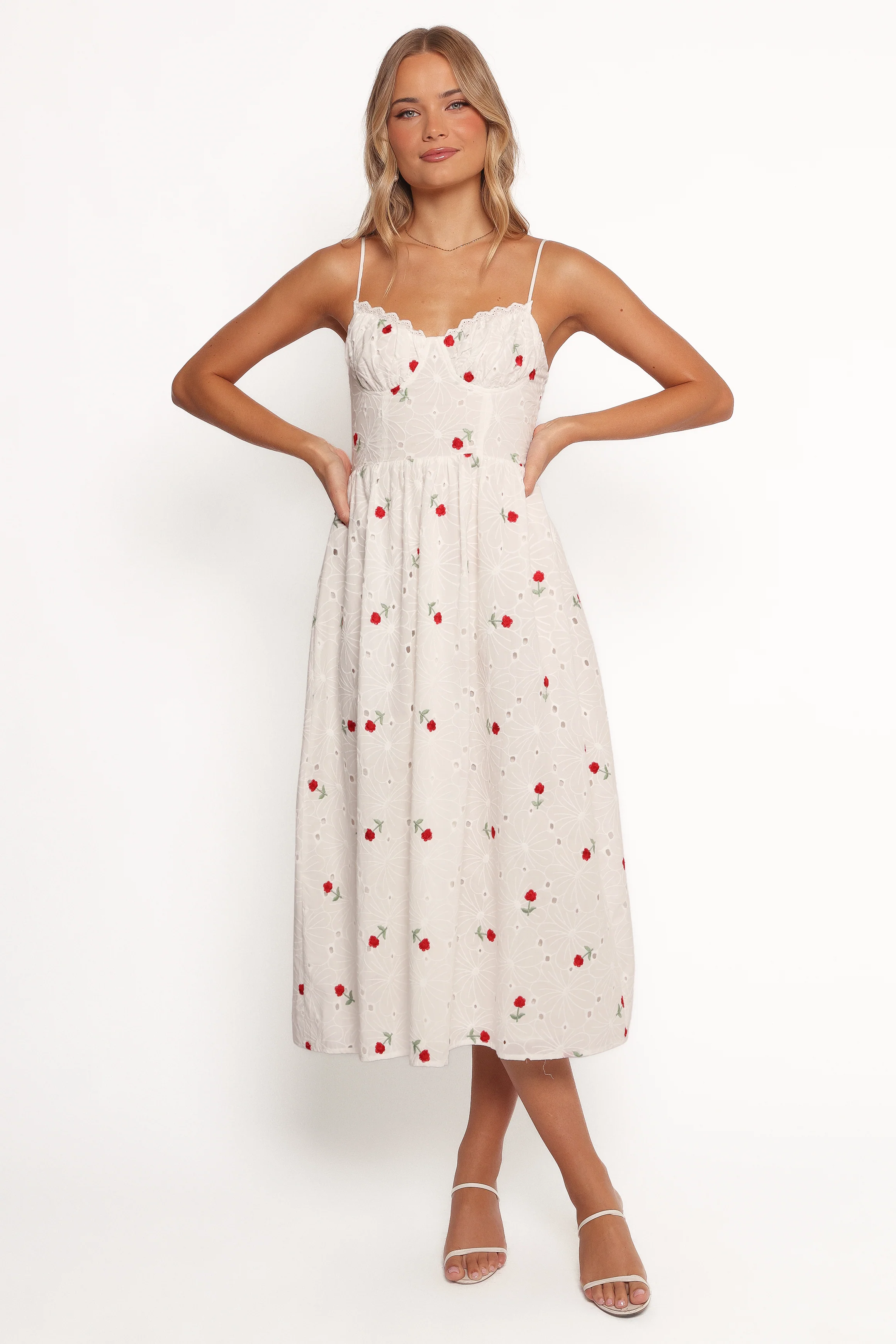 Paloma Maxi Dress - White Red Floral