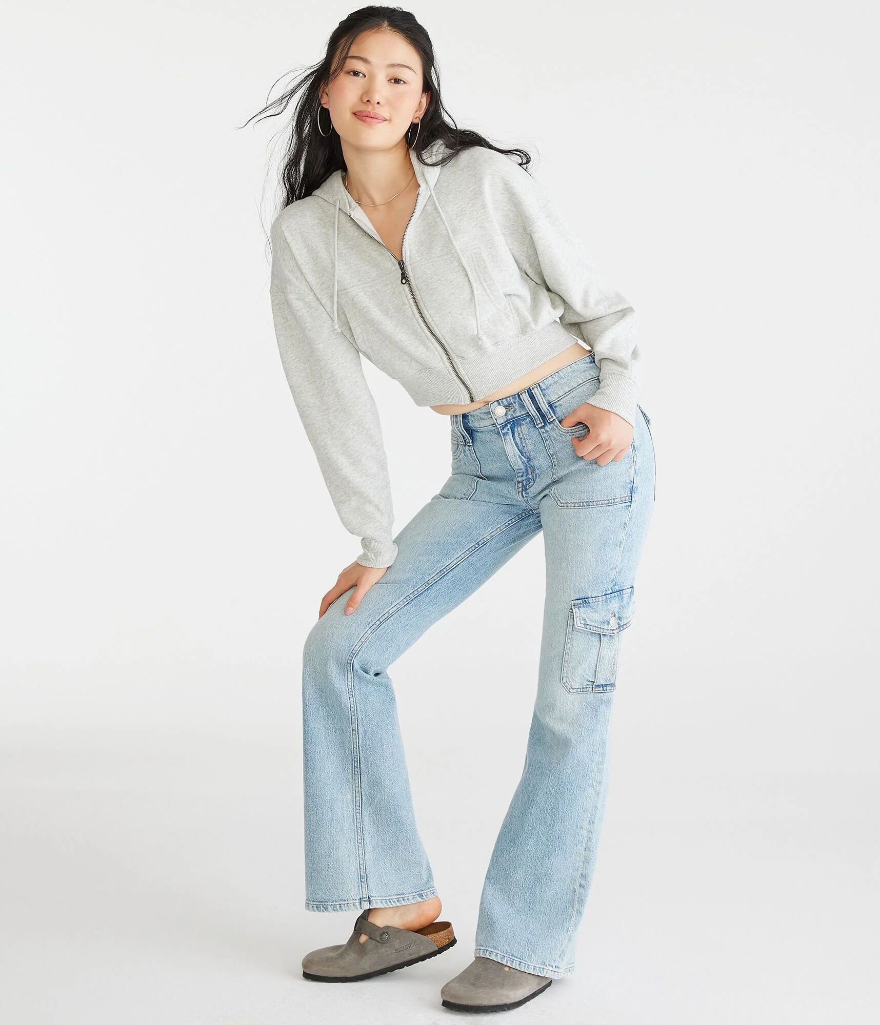 Aeropostale Flare Mid-Rise Cargo Jean