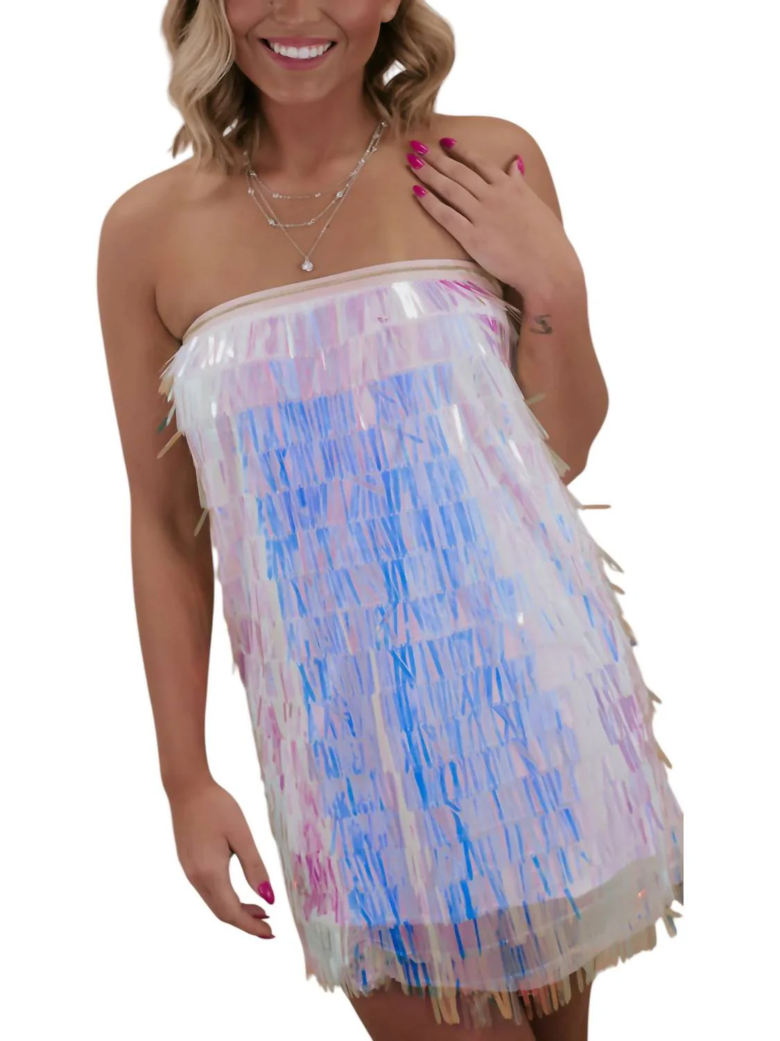 Lover Fringe Tiered Mini In Pink Multi