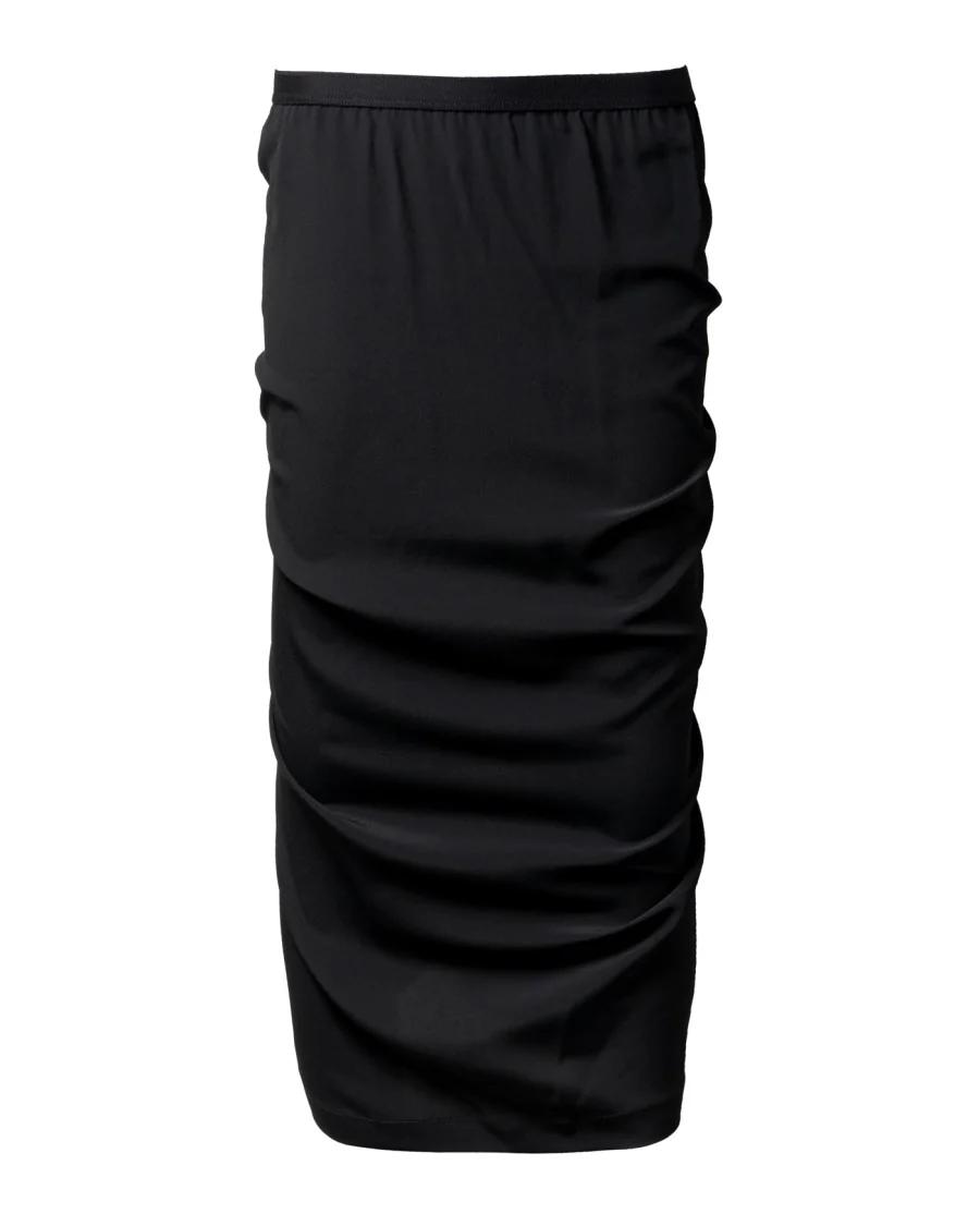 Structured Black Skirt With Rib-Knit Waistband
