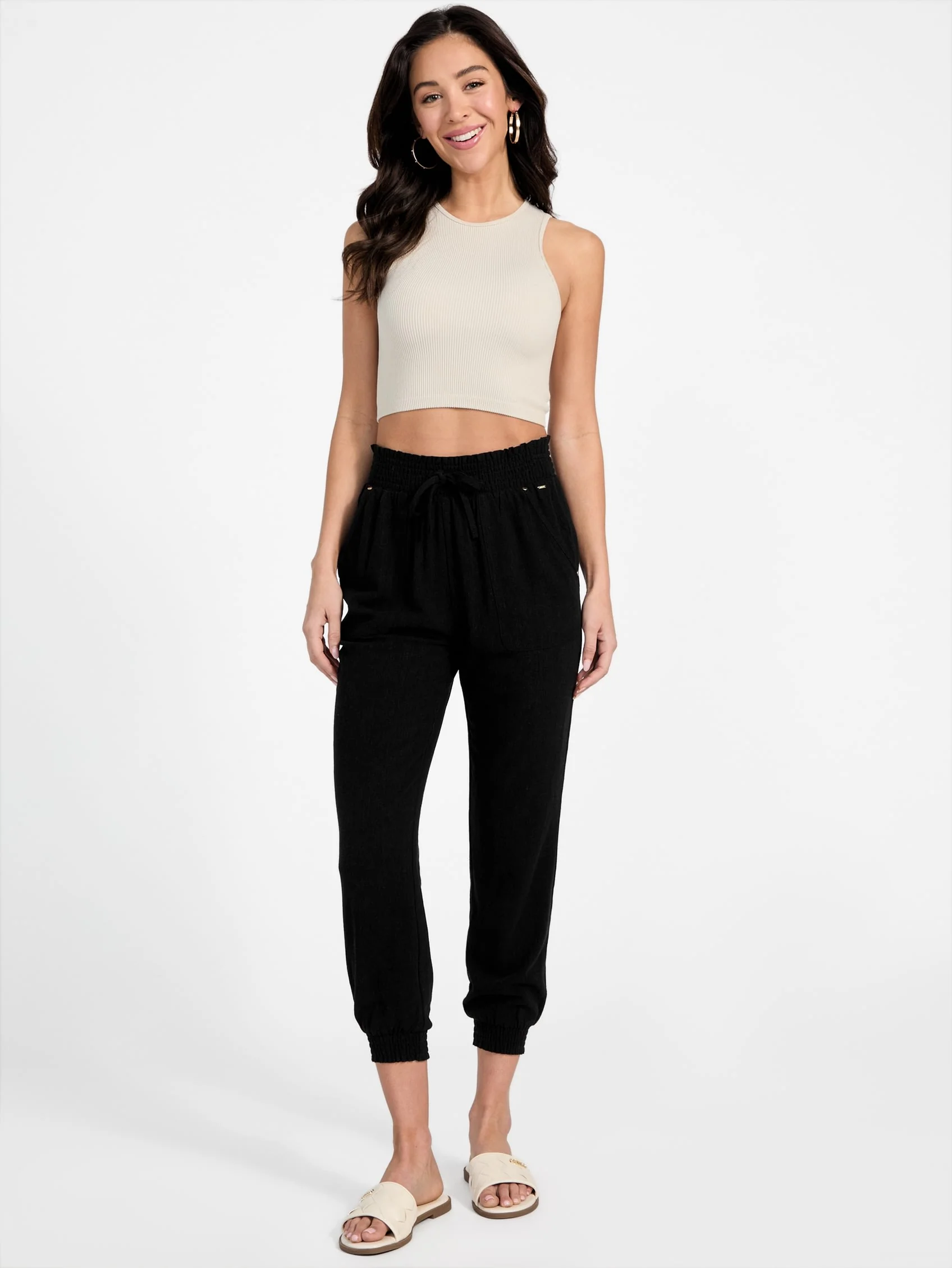 Harper Linen-Blend Joggers