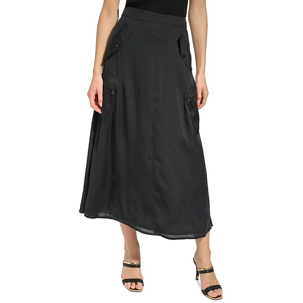 Womens Irridescent Zipper A-Line Skirt