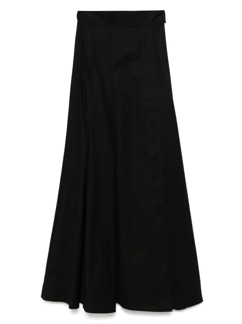 Long Pleated Wrap Skirt