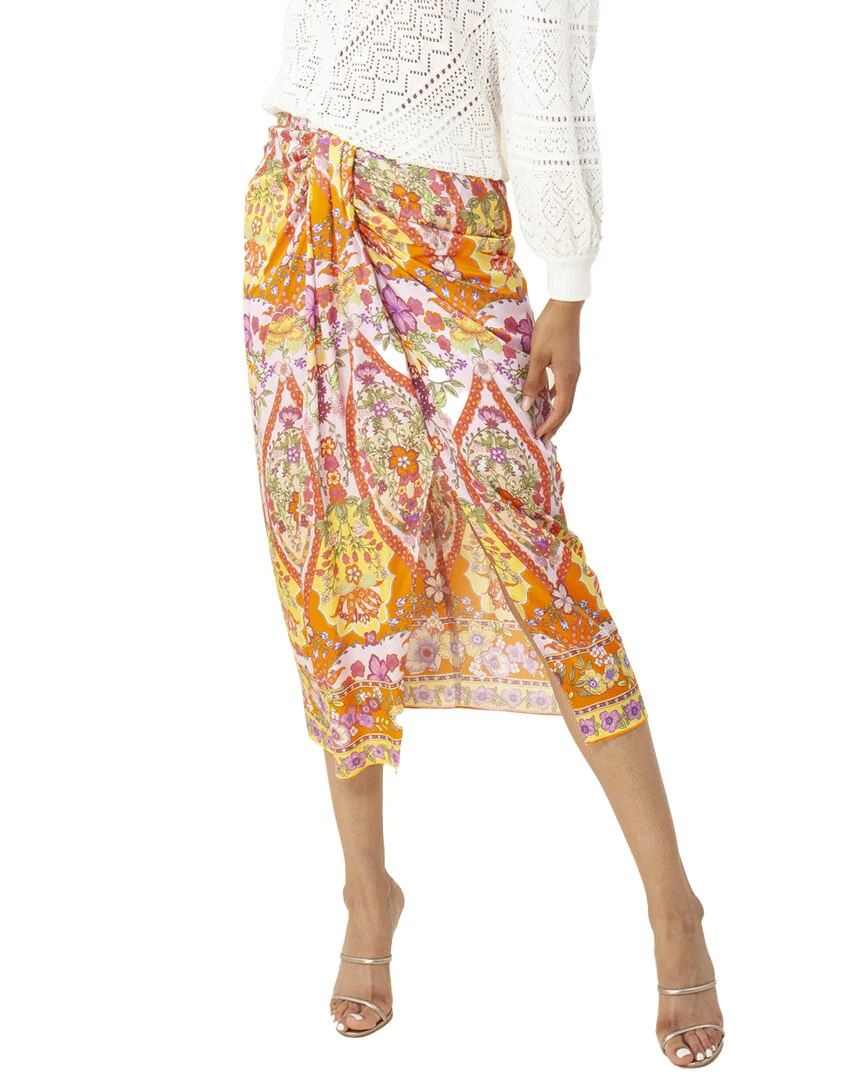 Hale Bob Draped Silk-Blend Skirt