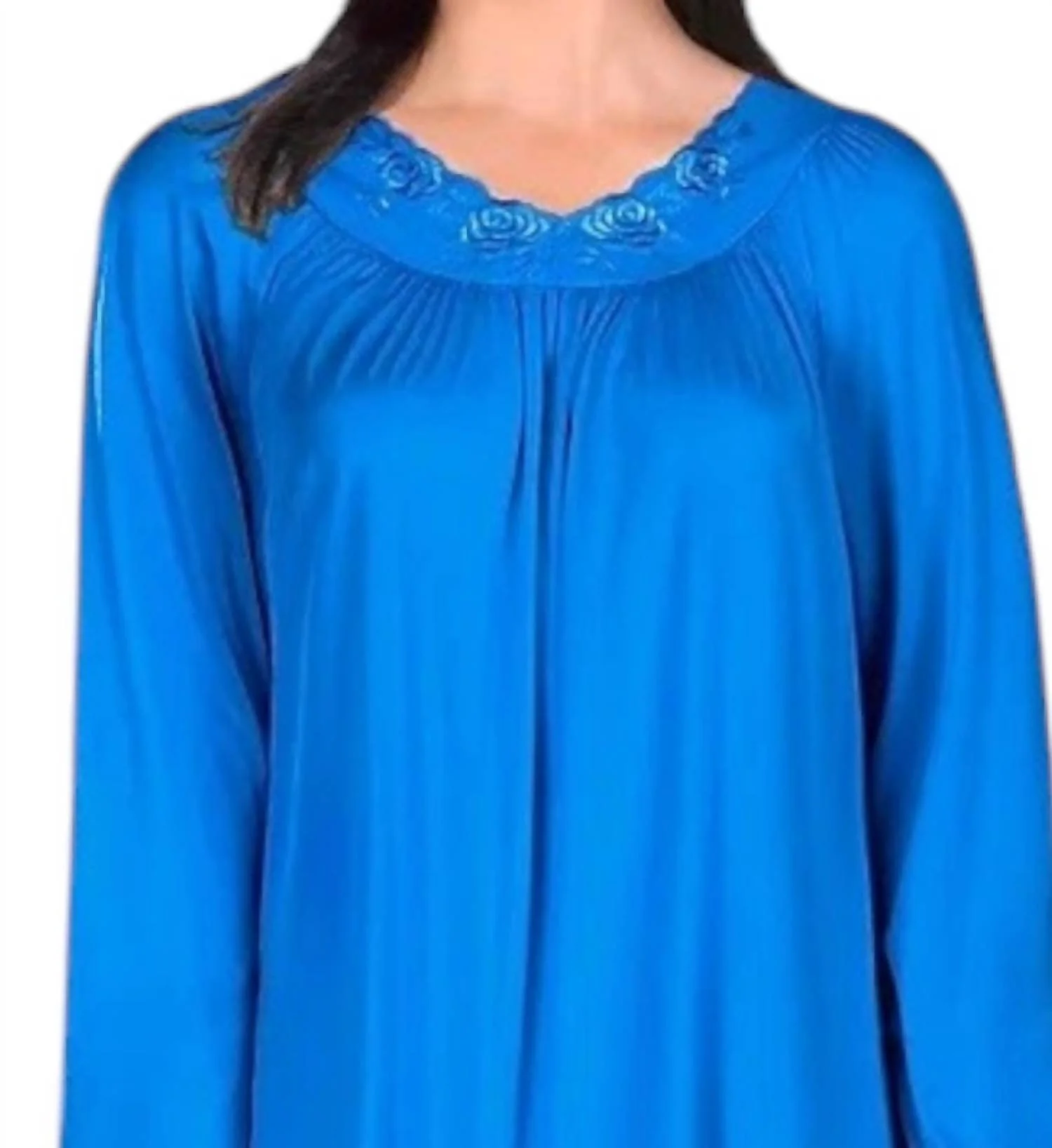 Petals 53 Inch Long Sleeve Gown In Sapphire