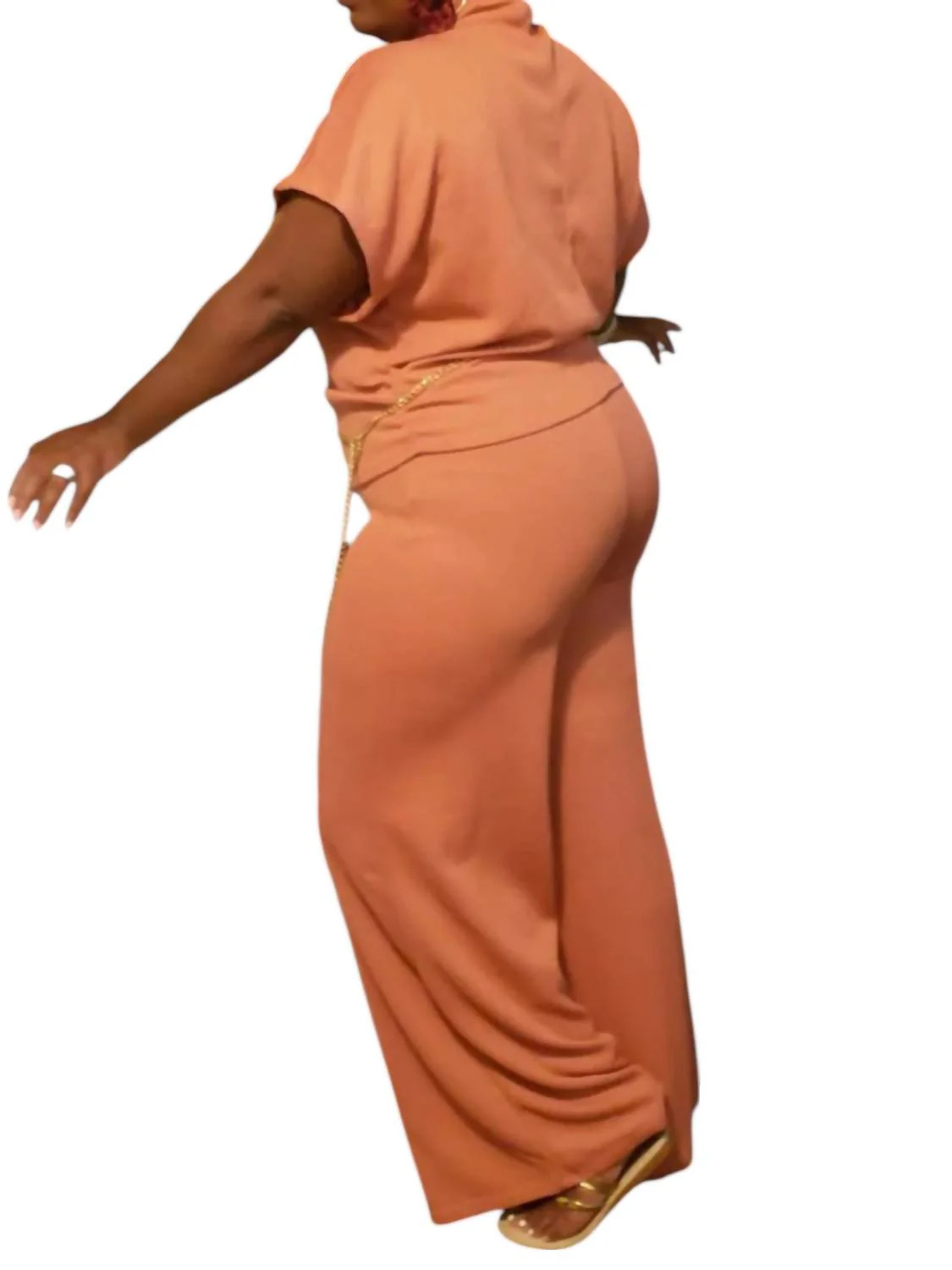 Dolman Sleeve Top And Pants Set In Salmon