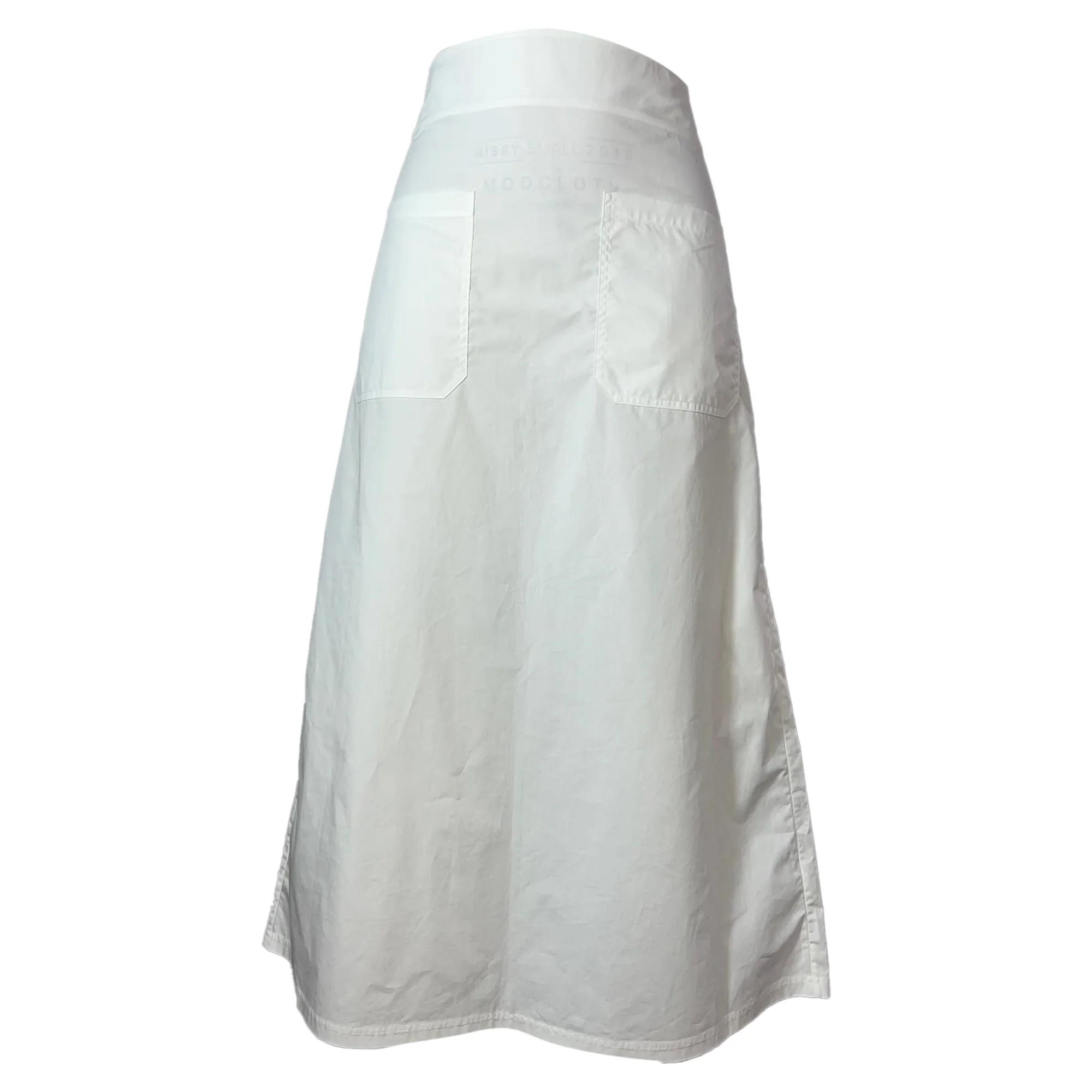 Totême Tie-Waist Midi A-Line Skirt in White Cotton
