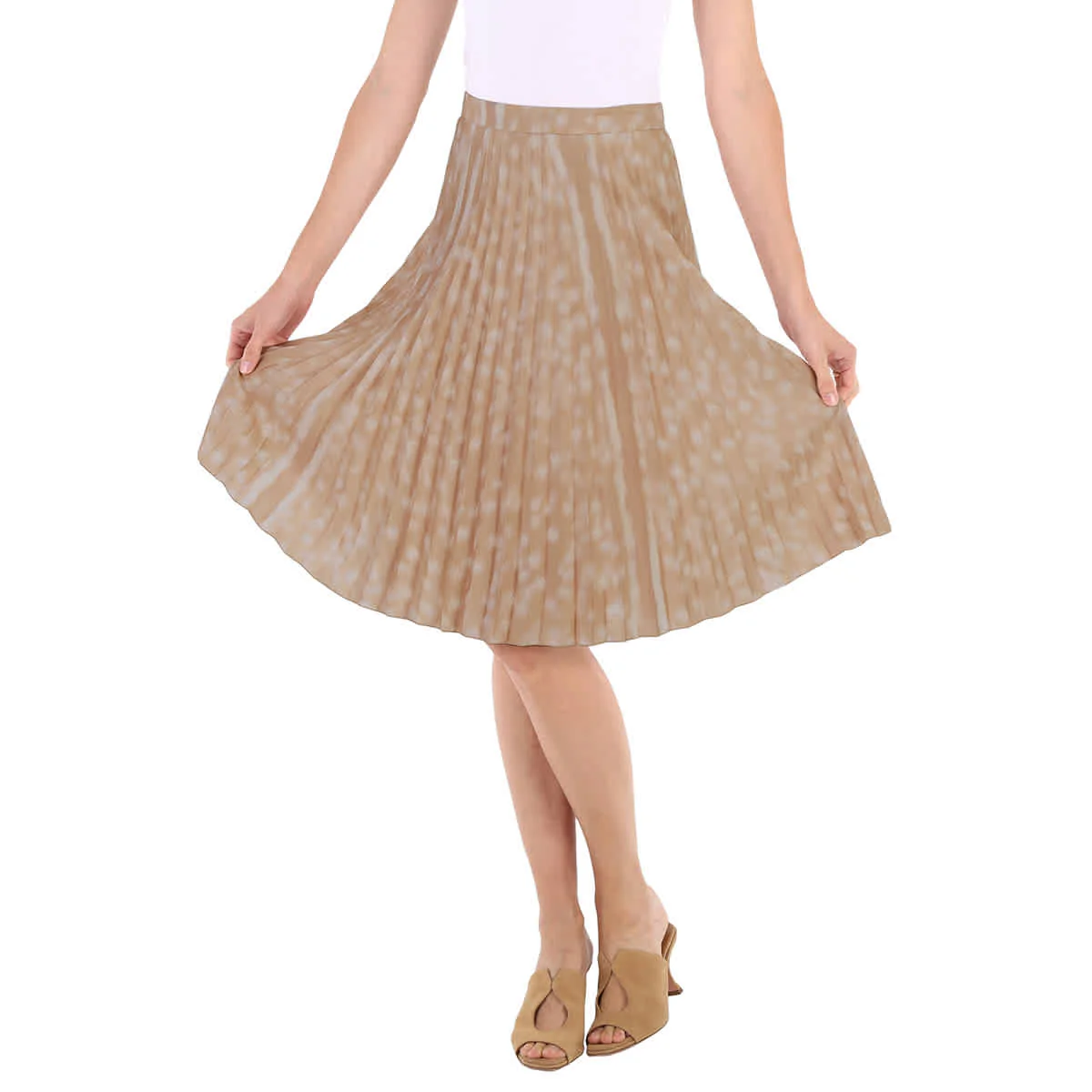 Burberry Beige Deer Print Pleated Skirt