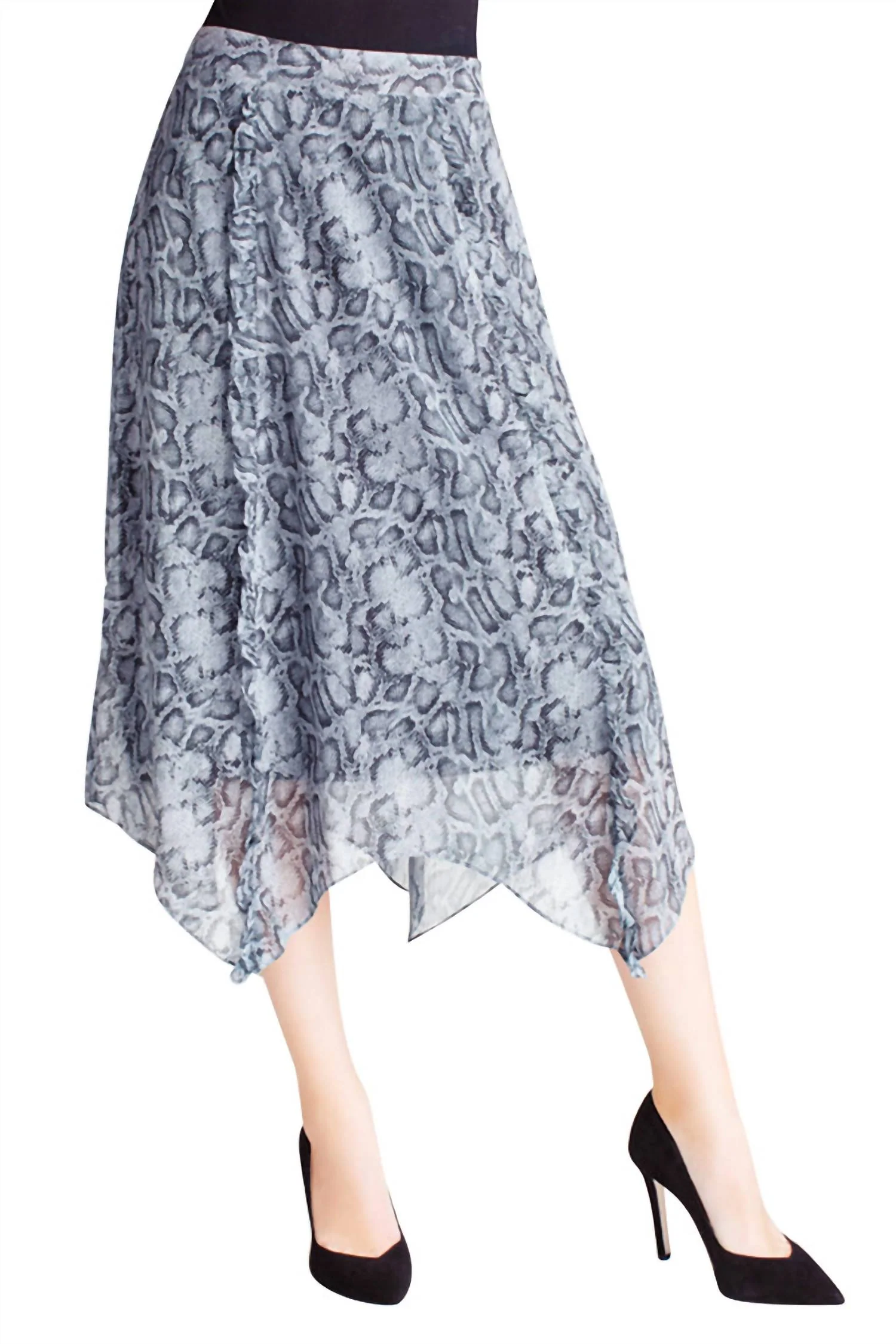 Chiffon Midi Skirt In Snakeskin