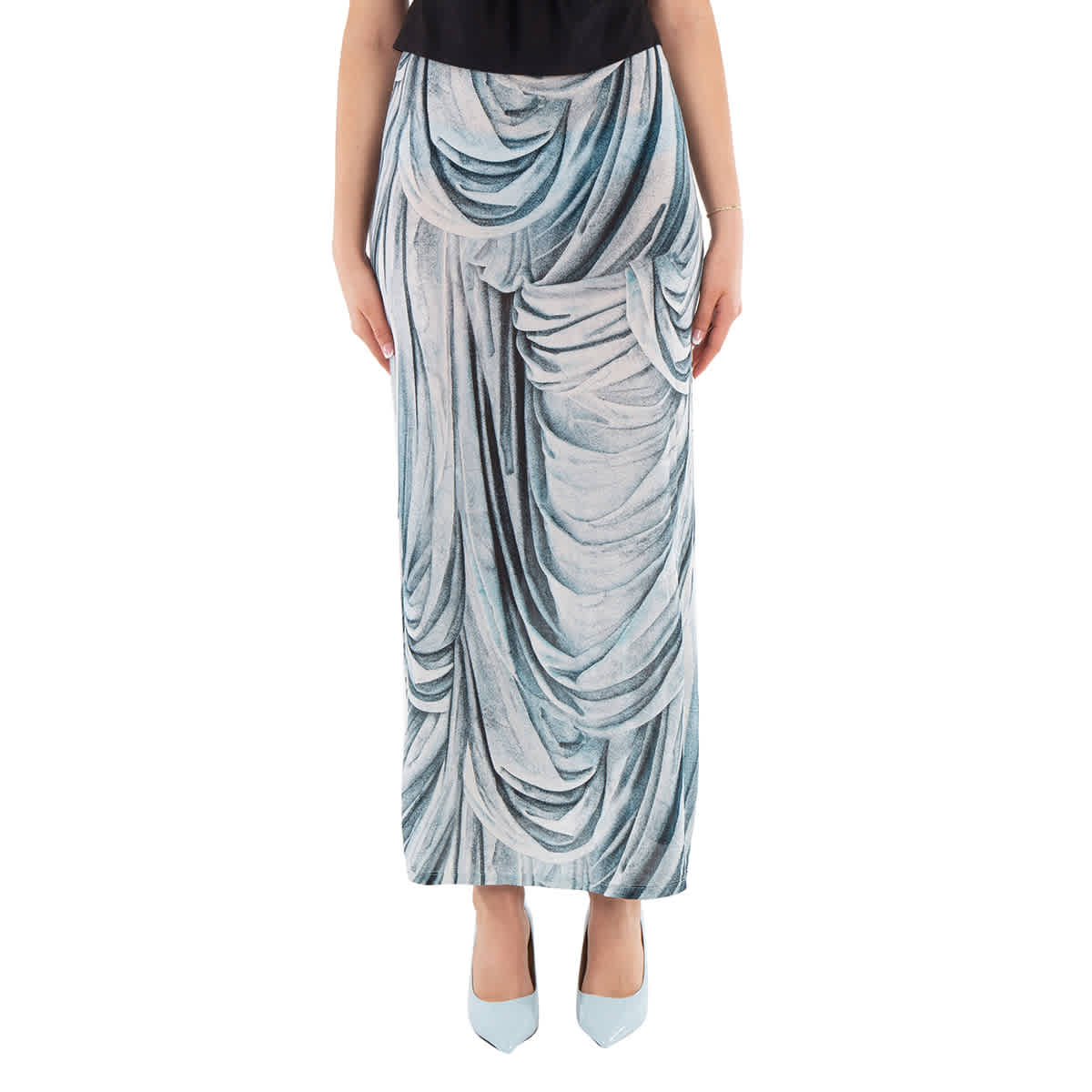 Rabanne Ladies Blue Long Jersey Skirt