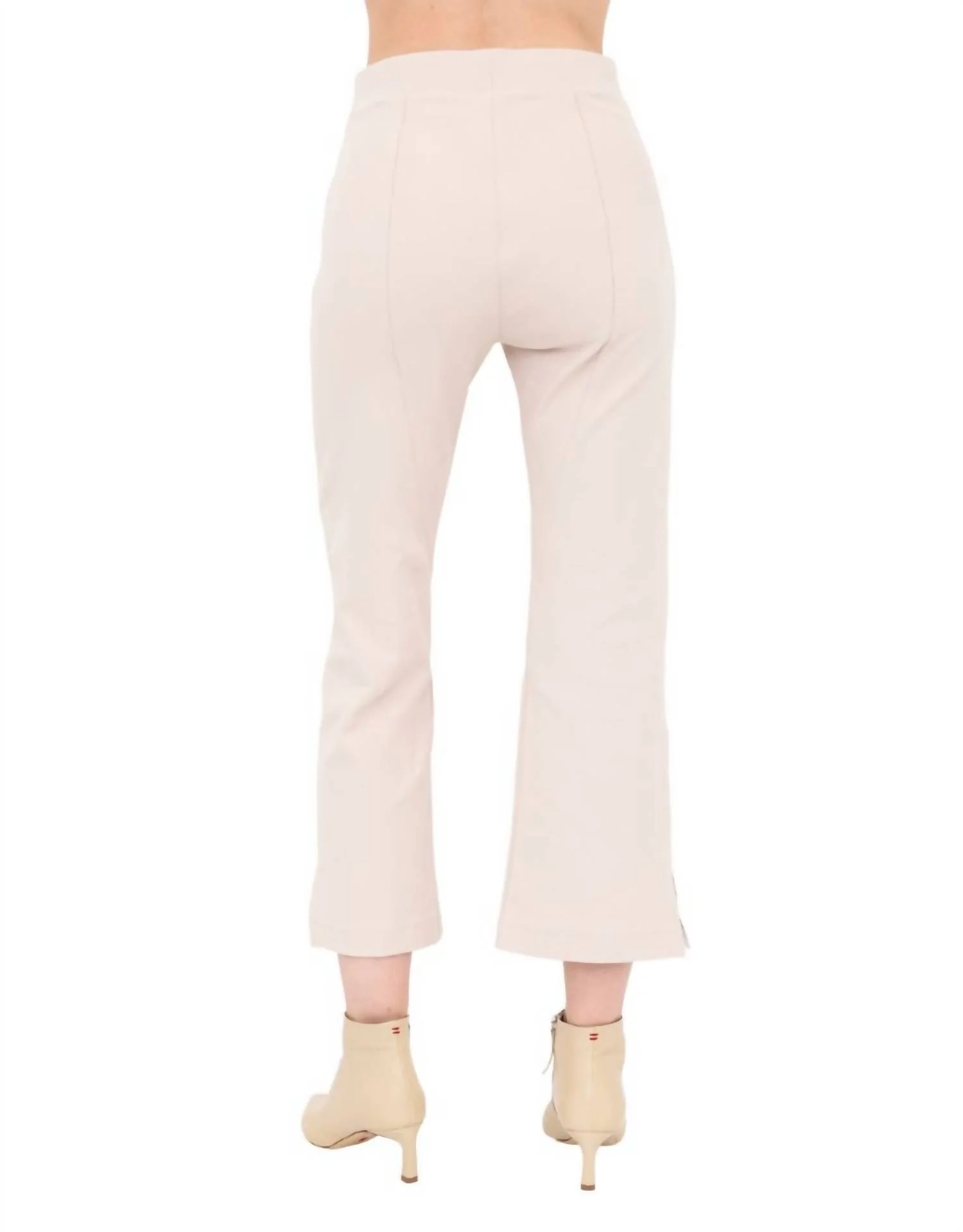 Bobbi Tech Stretch Cropped Pants Side Contrast Stripe In Nude White