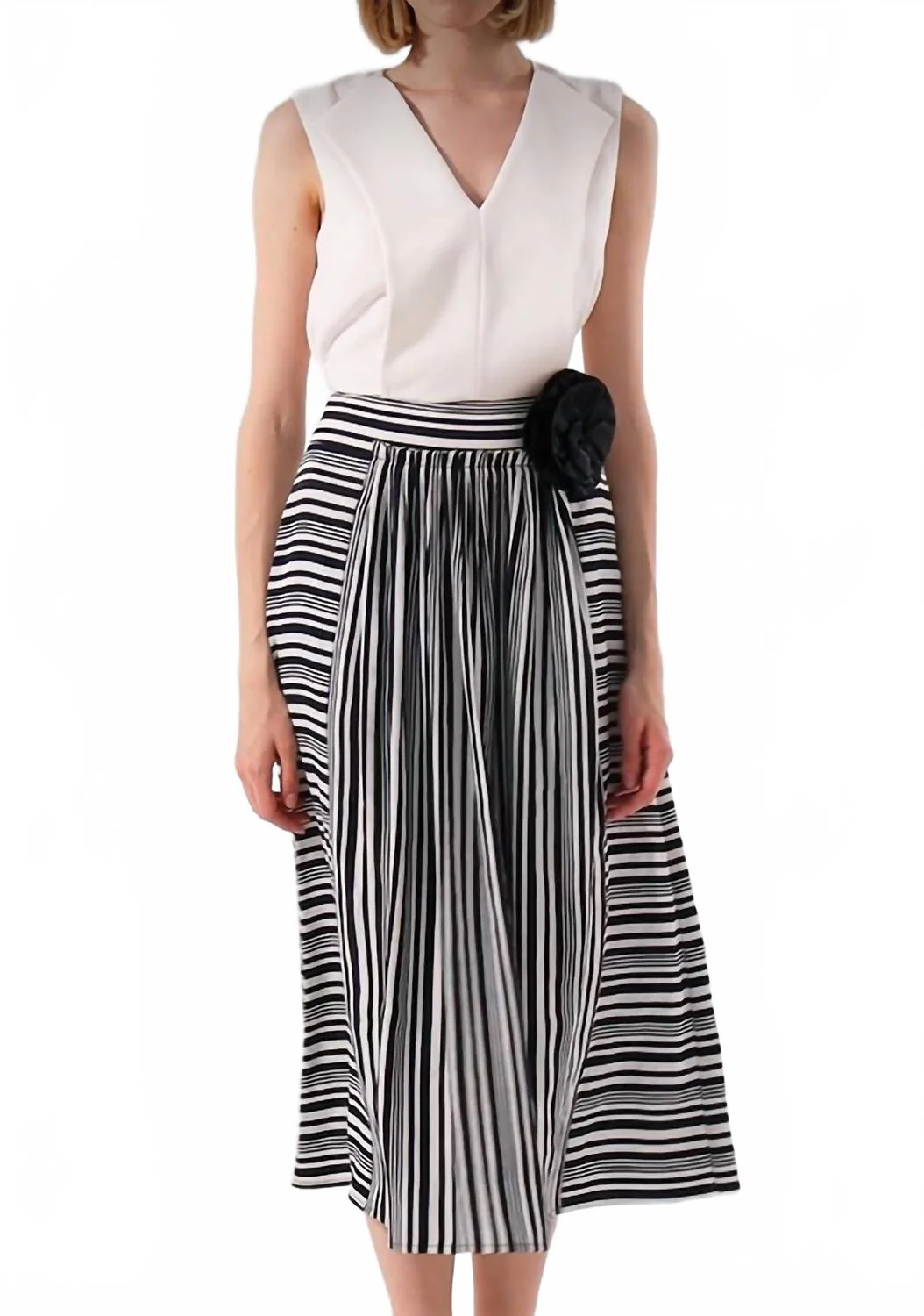 Pleated Midi Skirt In Original Print