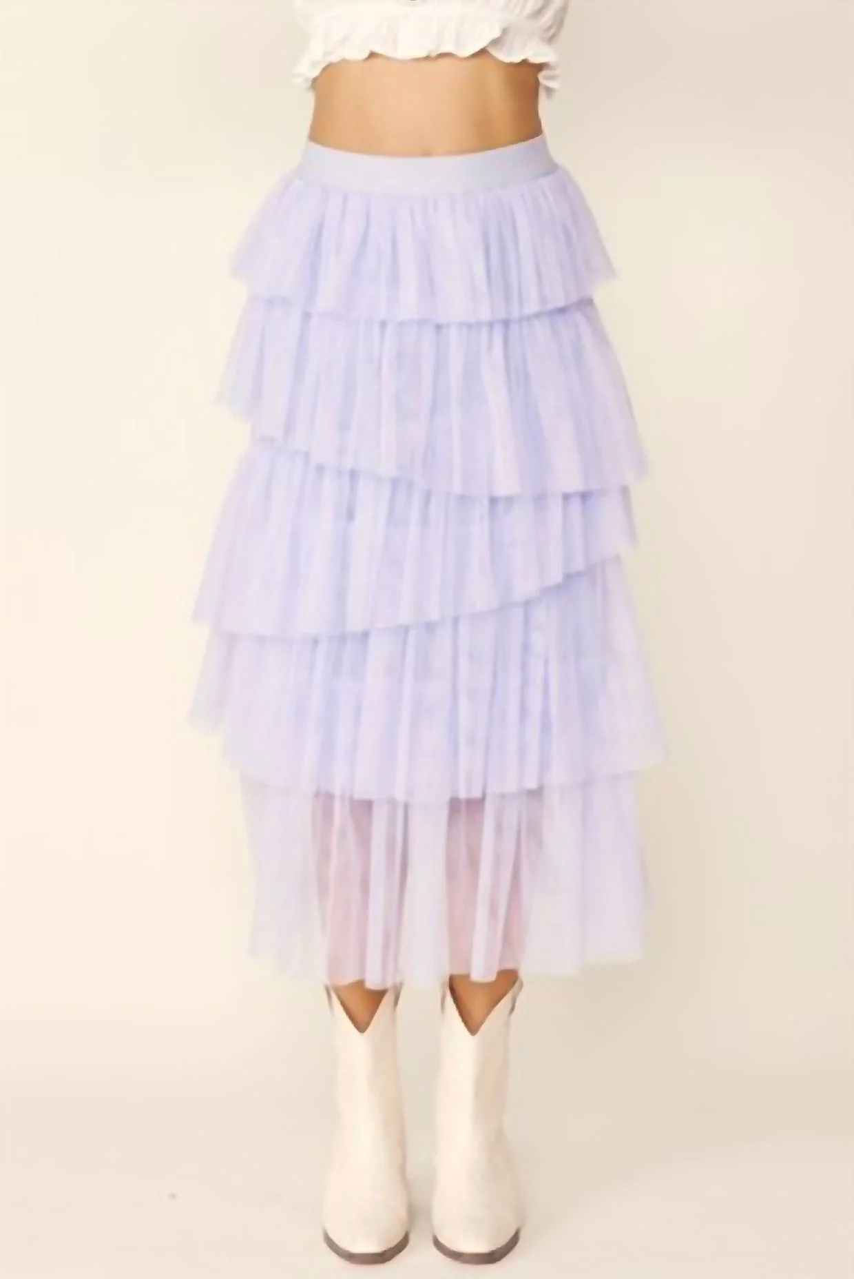 Tiered Tulle Skirt In Periwinkle