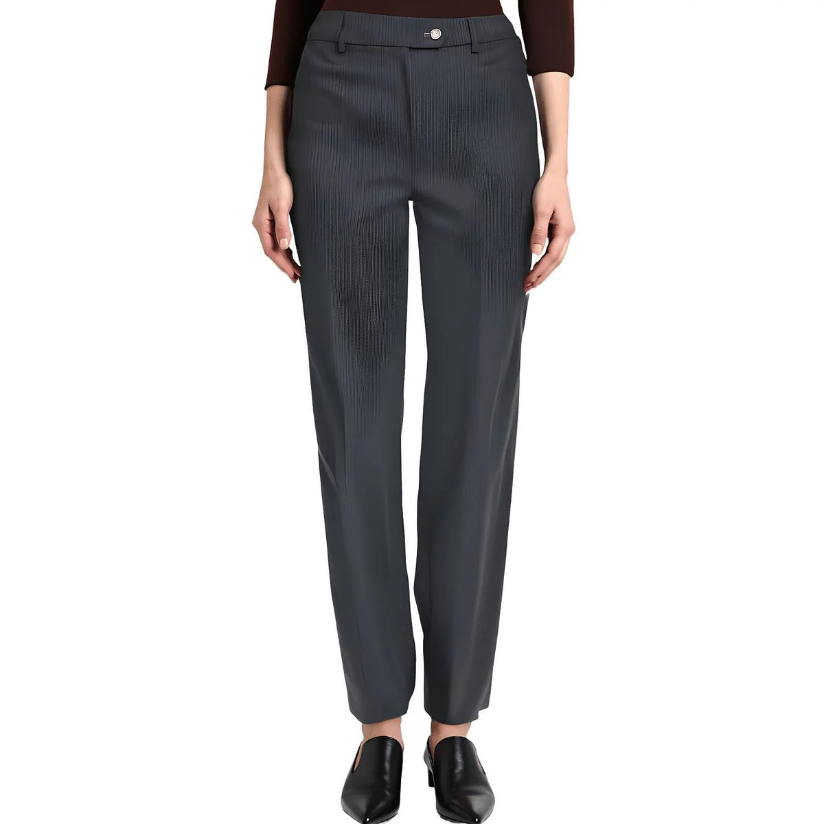 Petites Womens Pinstripe Polyester Straight Leg Pants