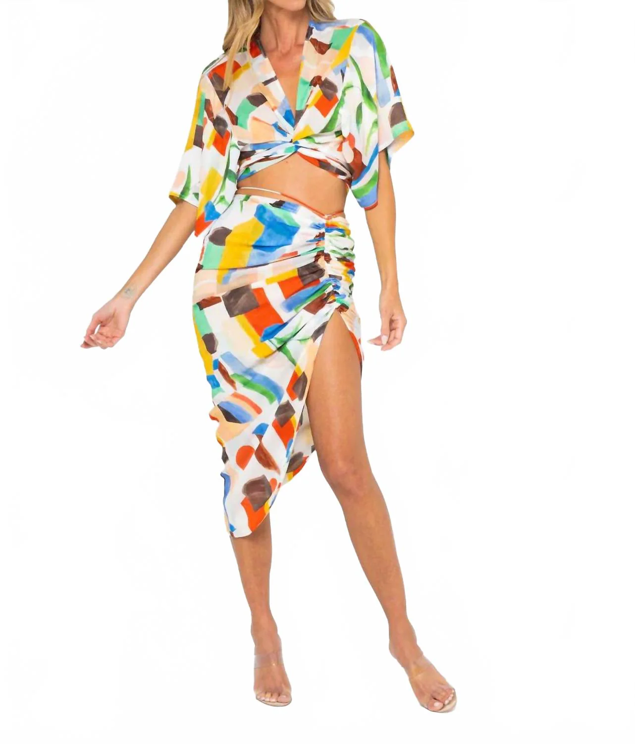 Minela Skirt In Abstract Leaf