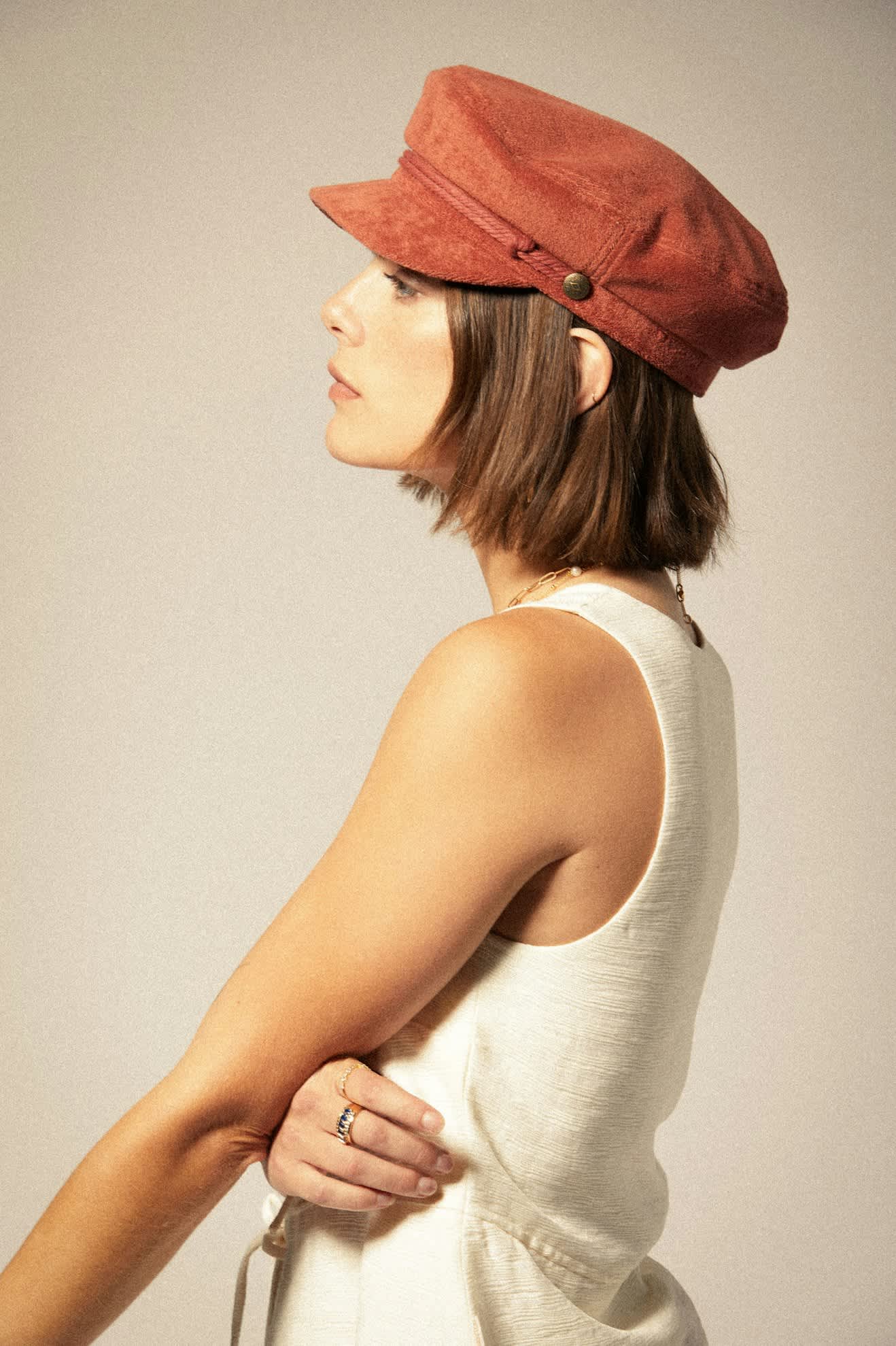 Fiddler Fisherman Cap - Burnt Brick Terry Cloth