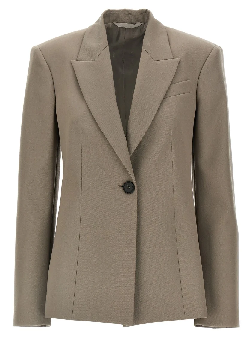 Flared Design Single-Breasted Wool Blazer