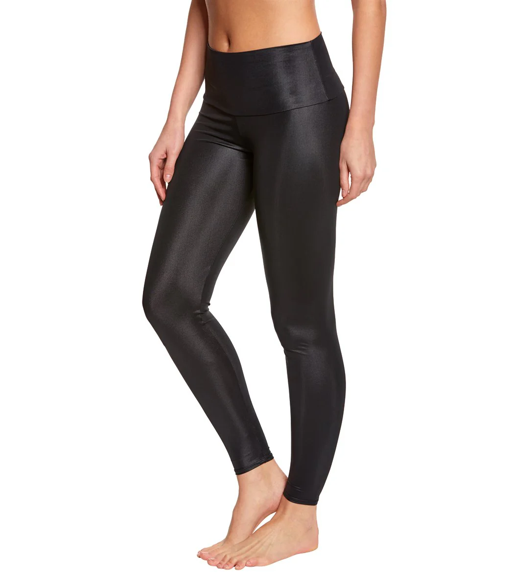 Onzie High Waisted Yoga Leggings Shiny Black